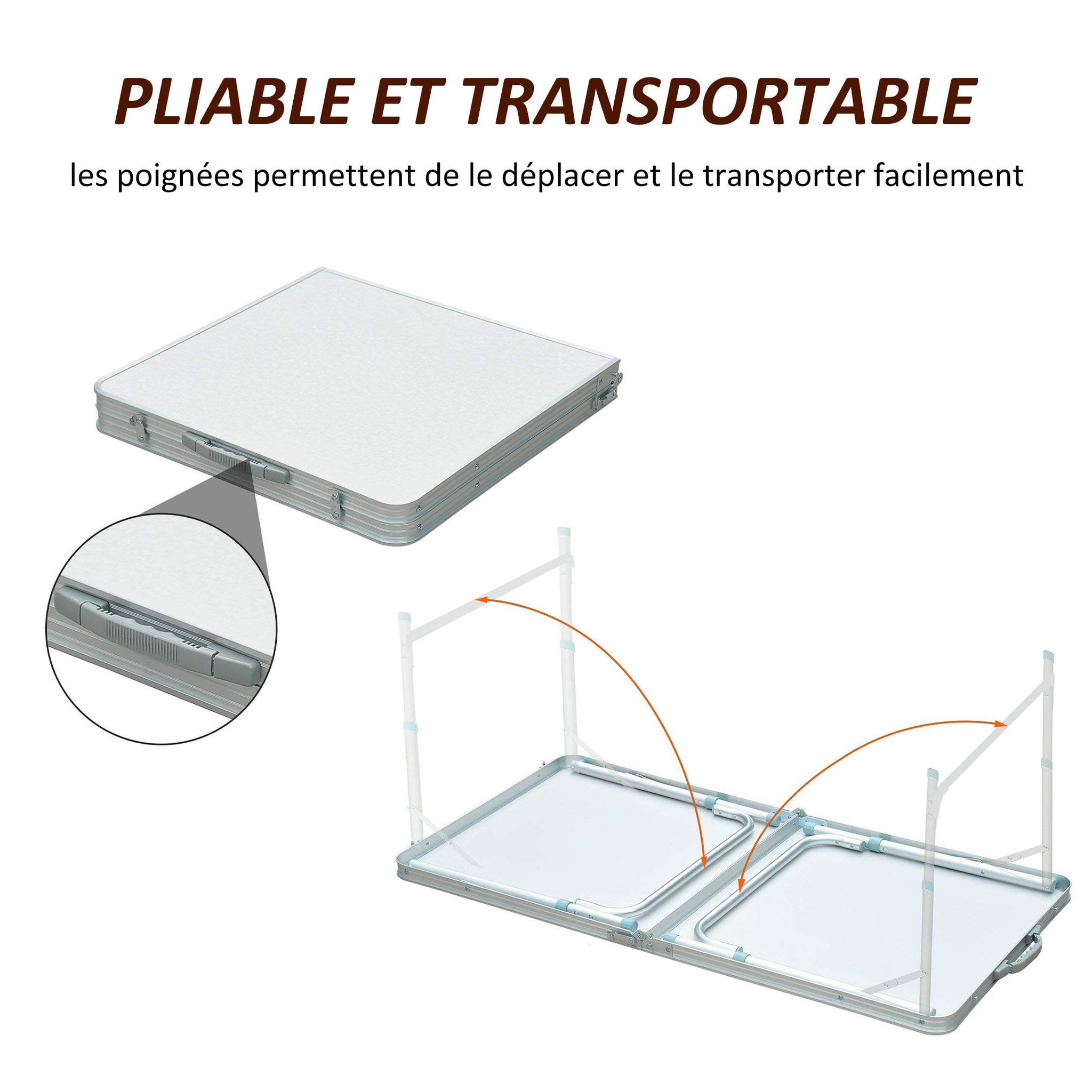Voir la diapositive 5 : HOMCOM Table de camping reception pliante portable pique-nique buffet en aluminium