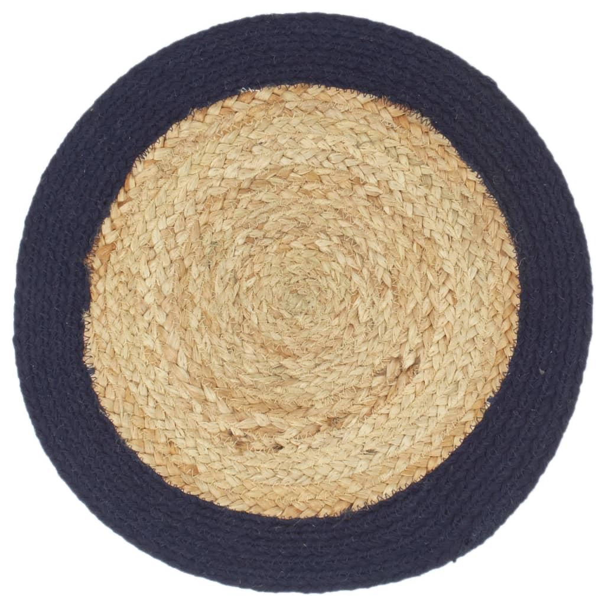 Voir la diapositive 2 : VIDAXL Napperons 6 pcs Naturel et bleu marine 38 cm Jute et coton