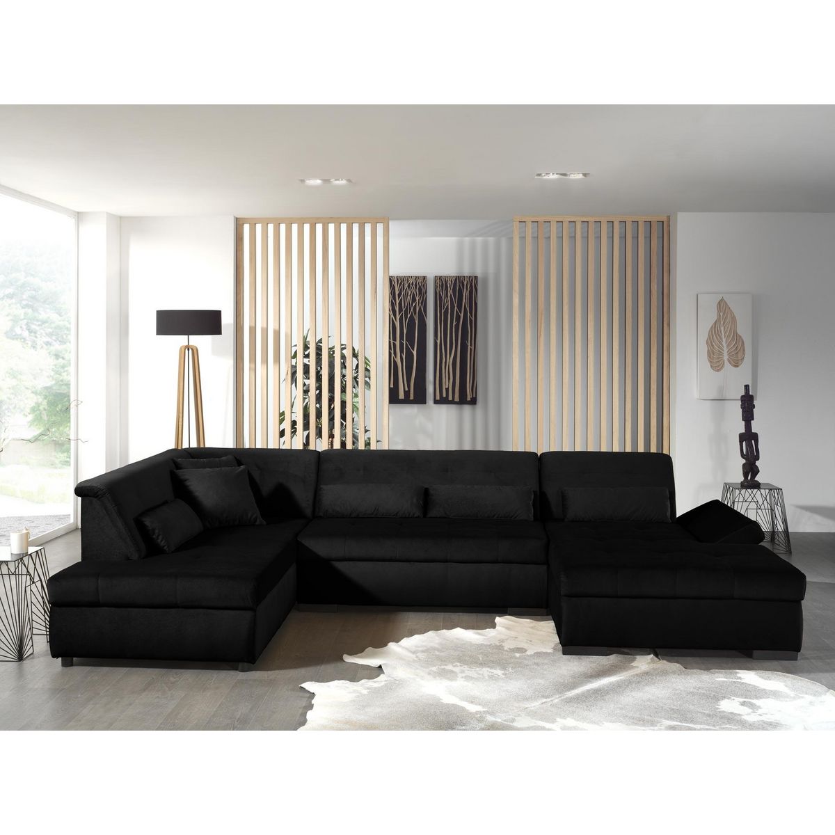 LISA DESIGN Vermont - canapé panoramique d'angle gauche - 7 places - xxl - en velours