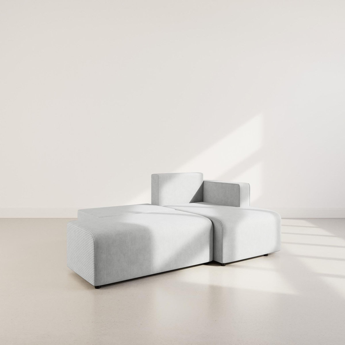 BEST MOBILIER Topaze - canapé d'angle droit 4 places convertible avec coffre en velours côtelé