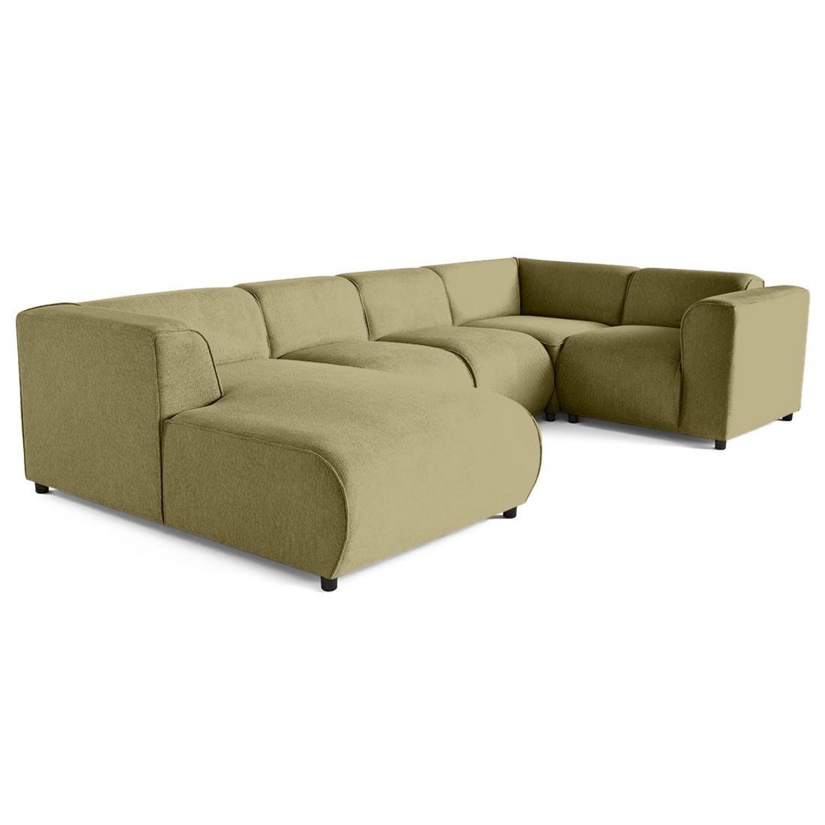 LISA DESIGN Suaro - canapé modulable panoramique d'angle droit 7 places en tissu texturé