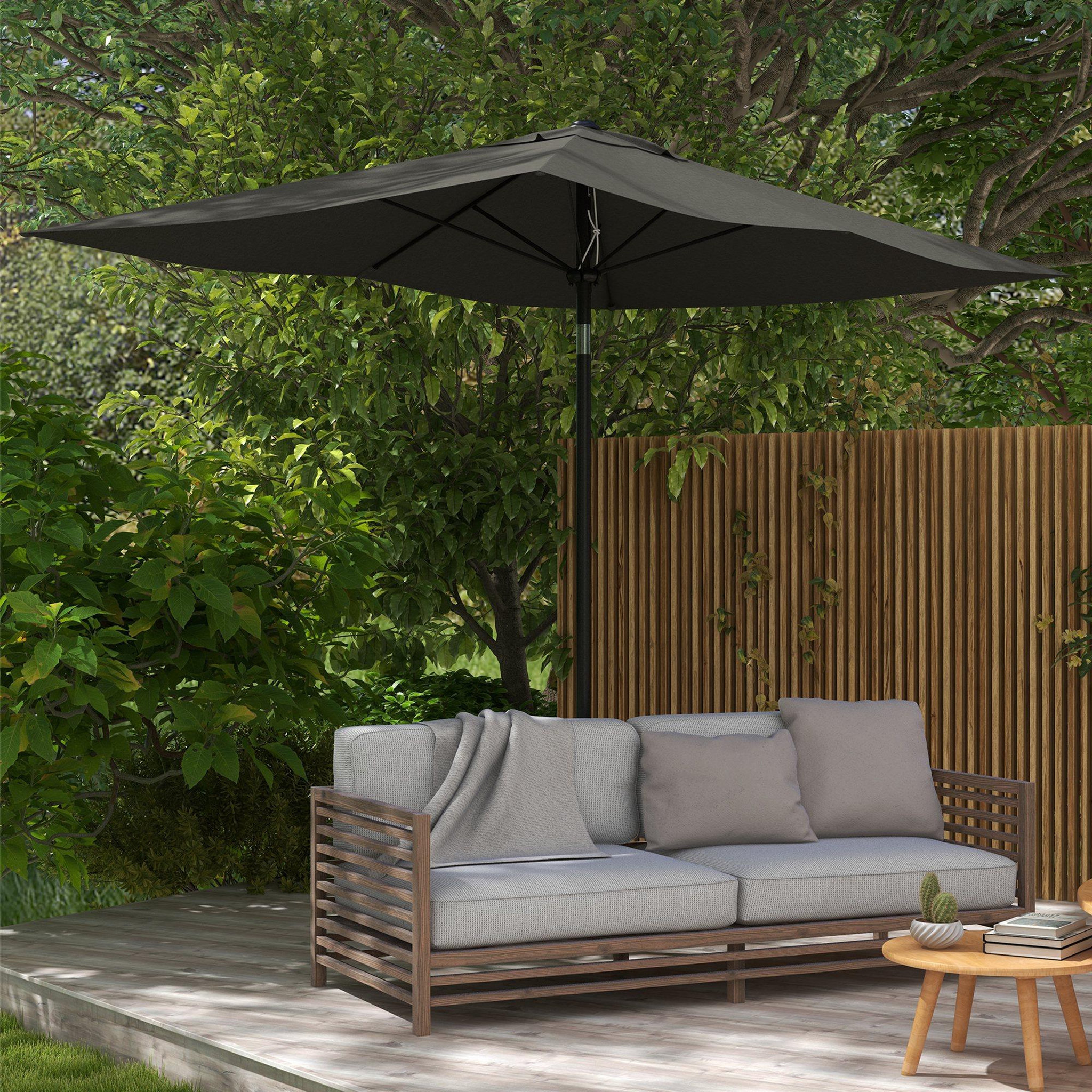 Voir la diapositive 2 : OUTSUNNY Parasol rectangulaire inclinable de jardin avec manivelle métal polyester haute densité anti UV 50+ gris