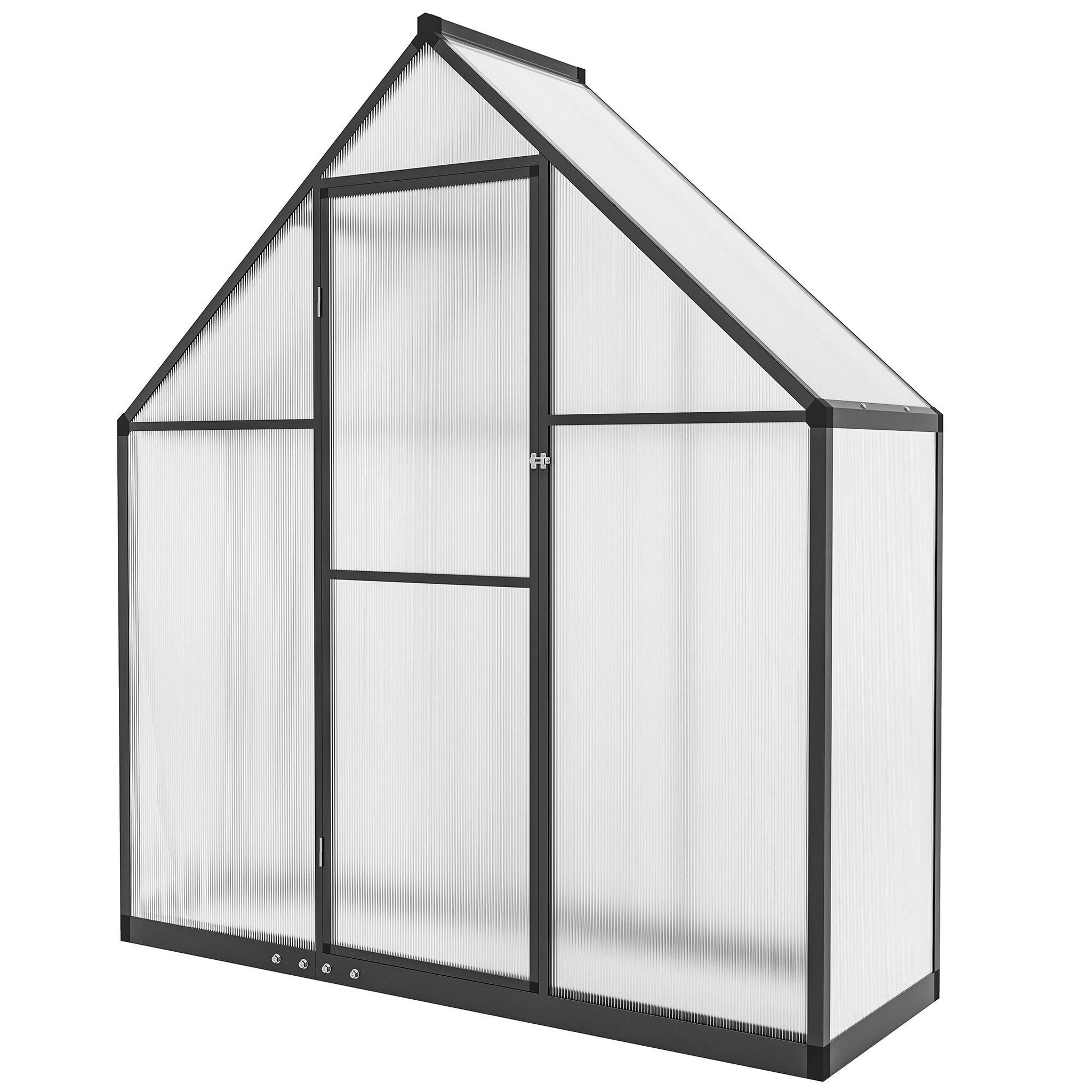 Voir la diapositive 5 : OUTSUNNY Serre de jardin alu polycarbonate - porte, lucarne - 1,7 x 0,58 x 1,95 m - noir