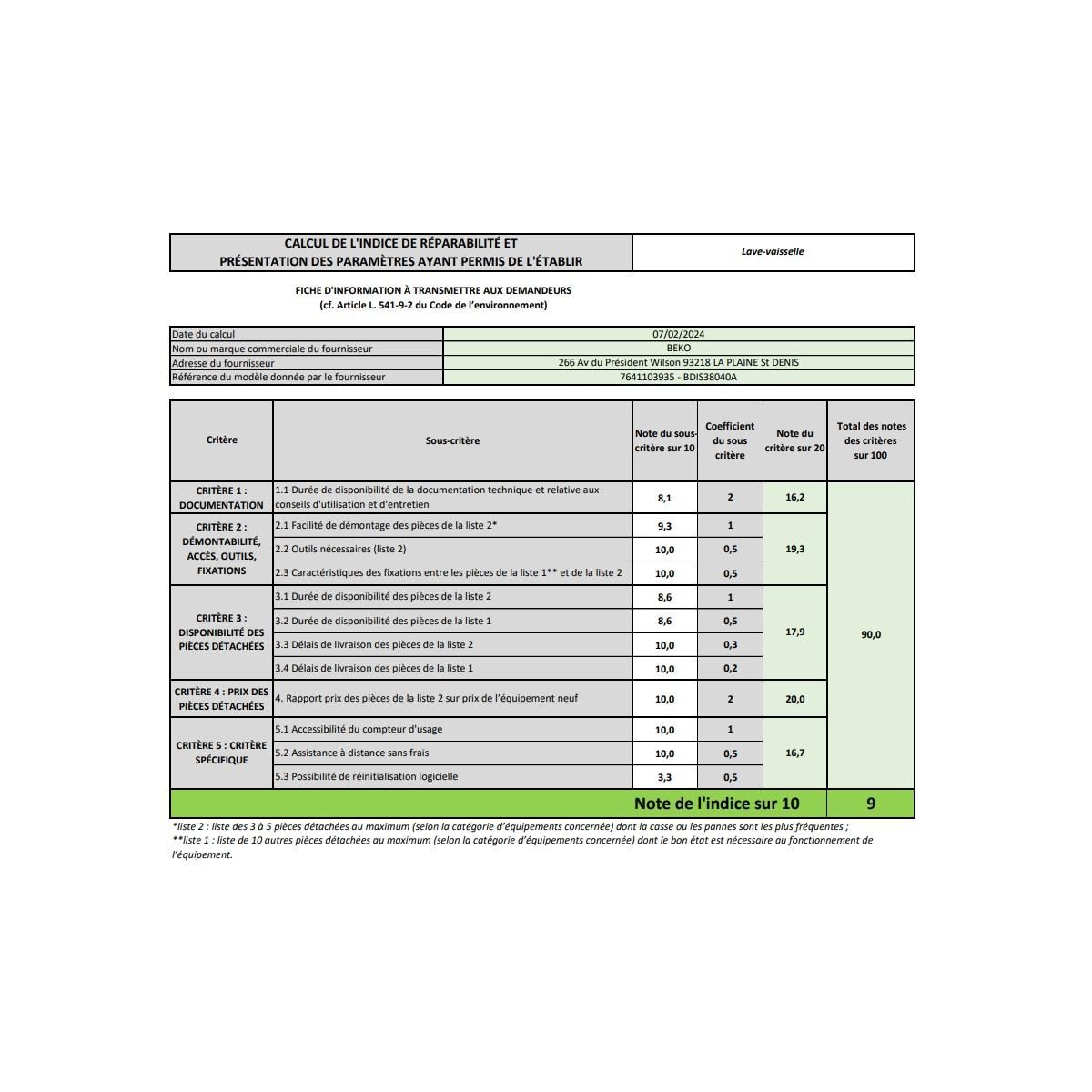 Beko Lave-vaisselle 45cm 10 couverts 45db tout intégrable - BDIS38040A