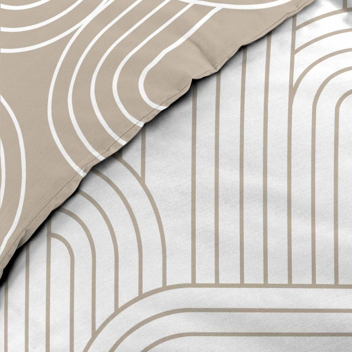 Paris Prix Parure de Lit Réversible 3 Pièces  Modul  240x220cm Naturel