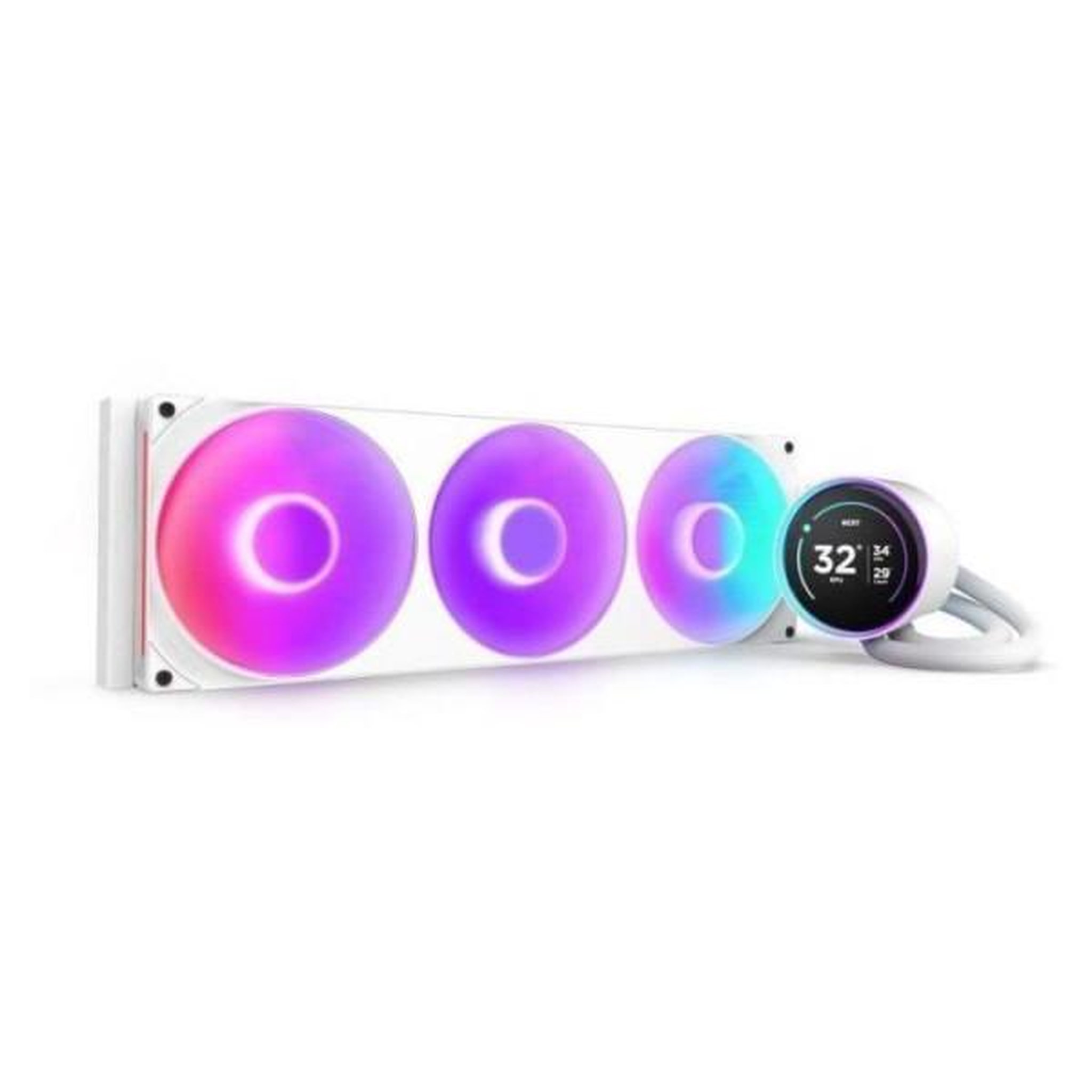 NZXT Watercooling - nzxt - rl-kr42e-w2 - kraken elite 420 rgb - écran 2.72, panneau rgb personnalisable et ventilateurs rgb - blanc