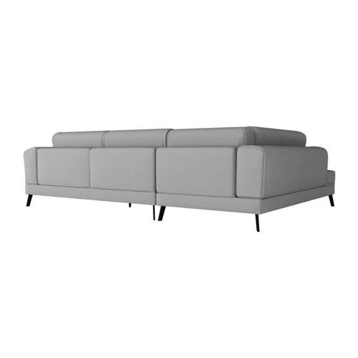 LOUNGITUDE Canapé d'angle gauche convertible IMPERIAL 5 places - Tissu gris clair - 2 coffres de rangement - L304 x P212 x H86 cm