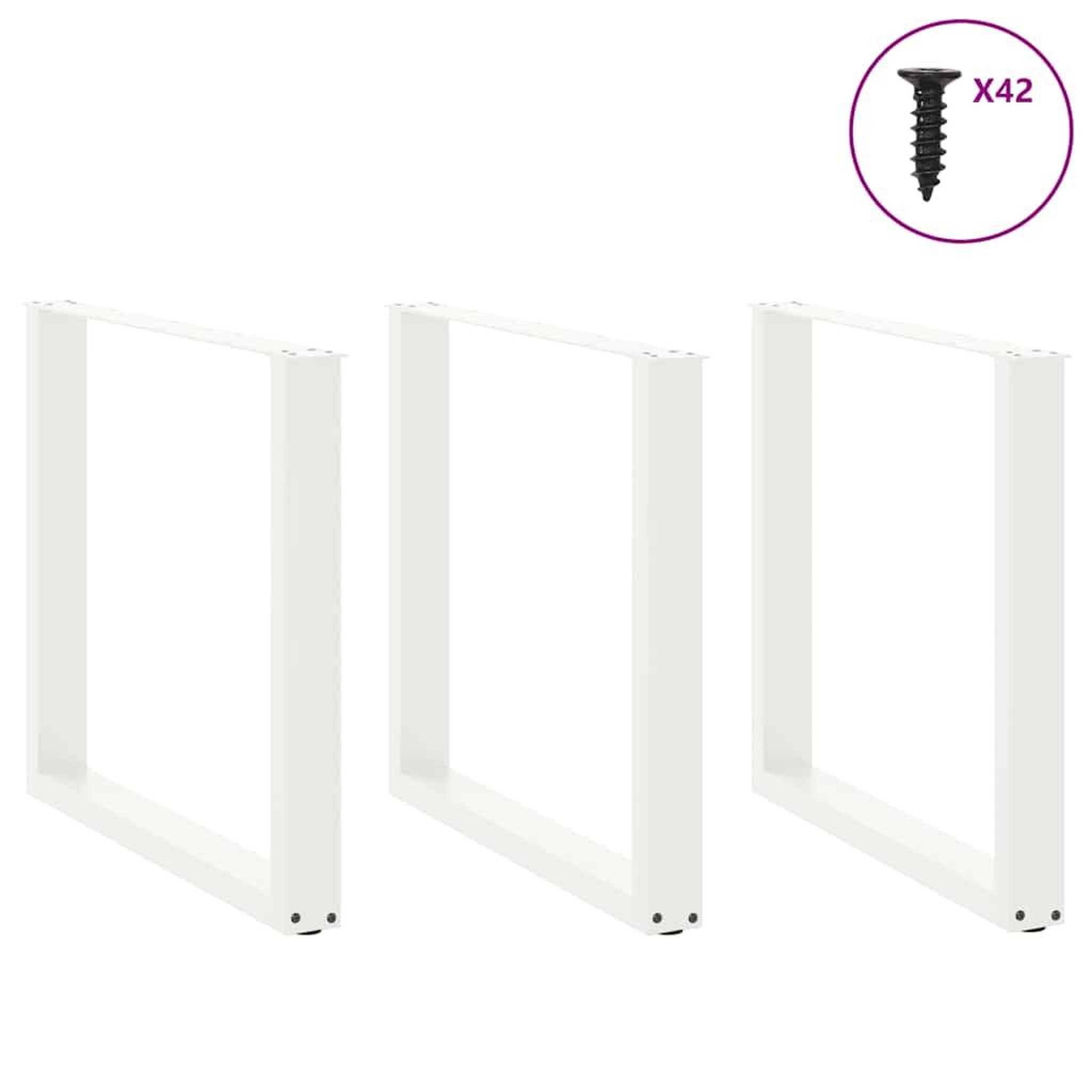Voir la diapositive 3 : VIDAXL Pieds de table basse forme de U 3 pcs blanc 80x(72-73) cm acier