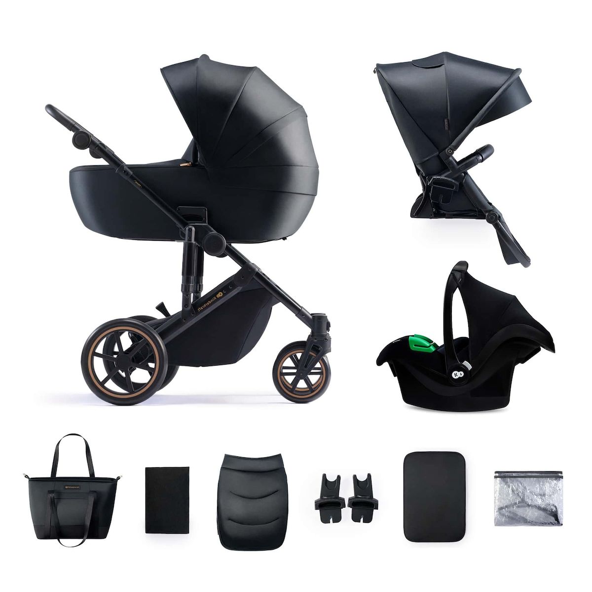 KINDERKRAFT Poussette 2 en 1 avec nacelle, roues anti-crevaison et accessoires