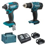 MAKITA Pack de 2 machines 18V LXT (DTD152 + DDF453) + 2 batteries 3Ah + chargeur + Makpac MAKITA DLX2141JX2