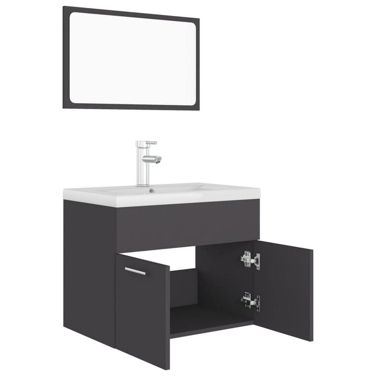 VIDAXL Ensemble de meubles de salle de bain Gris Agglomere