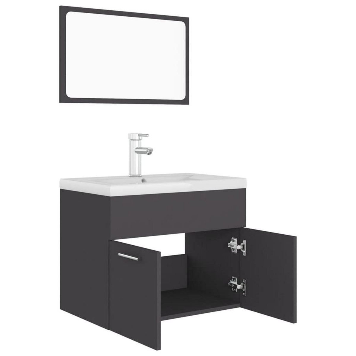 VIDAXL Ensemble de meubles de salle de bain Gris Agglomere