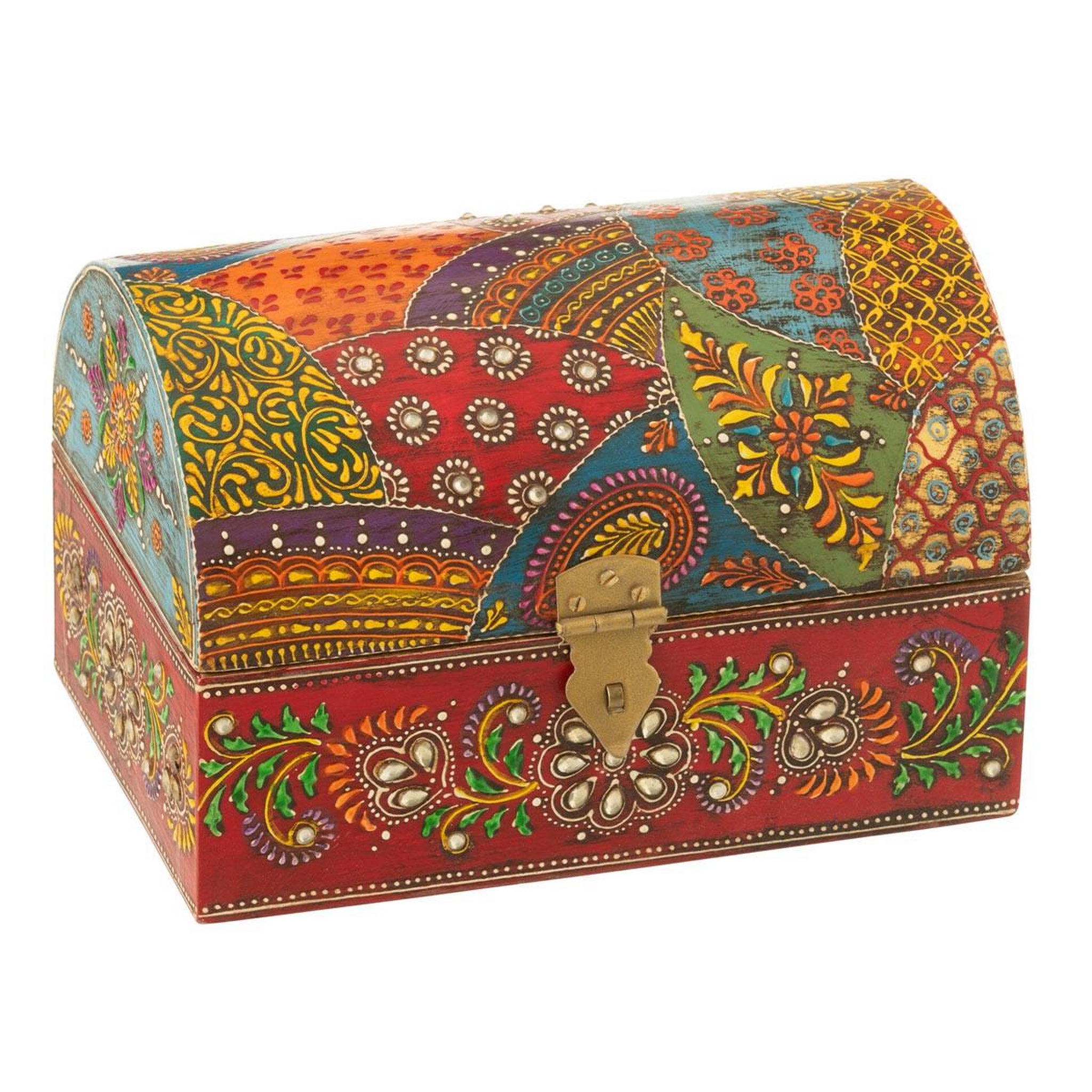 J-LINE Boîte déco en bois  delhi  23cm multicolore