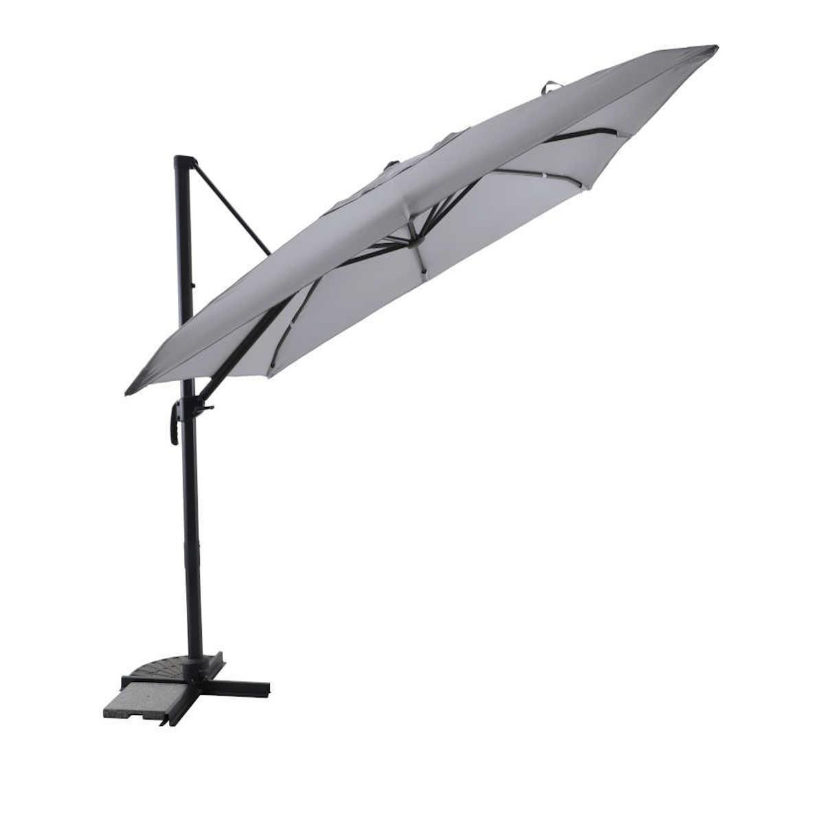 JARDIDECO Parasol déportée 3 x 3 m inclinable 5 positions Gris clair - Jardideco