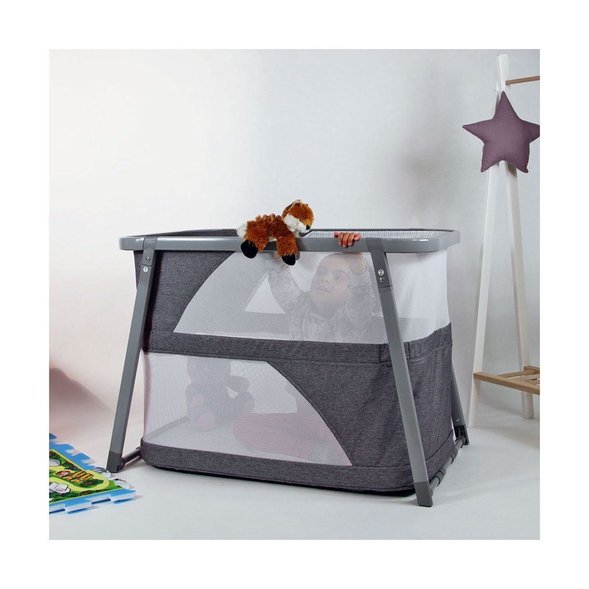 NANIA Lit pliant bébé 3 en 1 LIDO gris