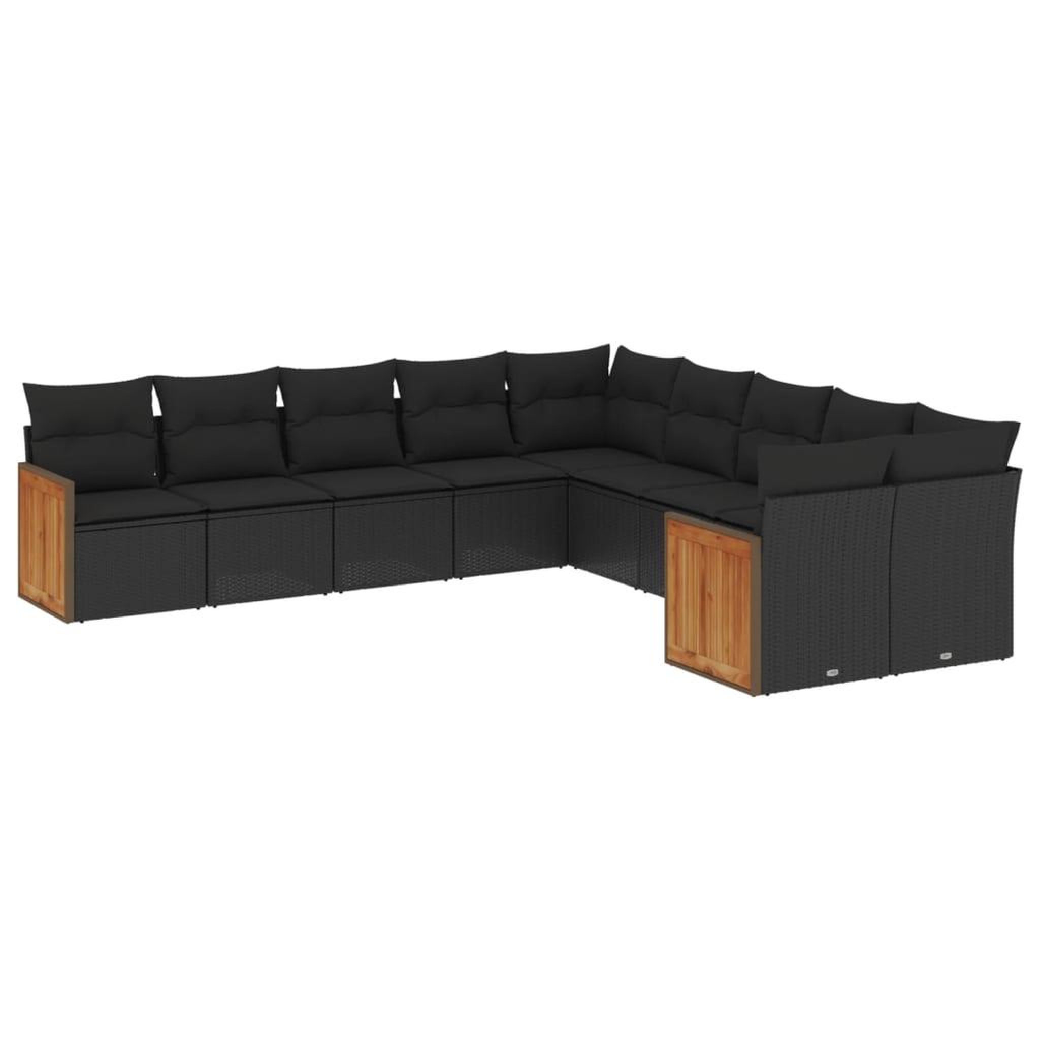 Voir la diapositive 2 : VIDAXL Salon de jardin 10 pcs avec coussins noir resine tressee