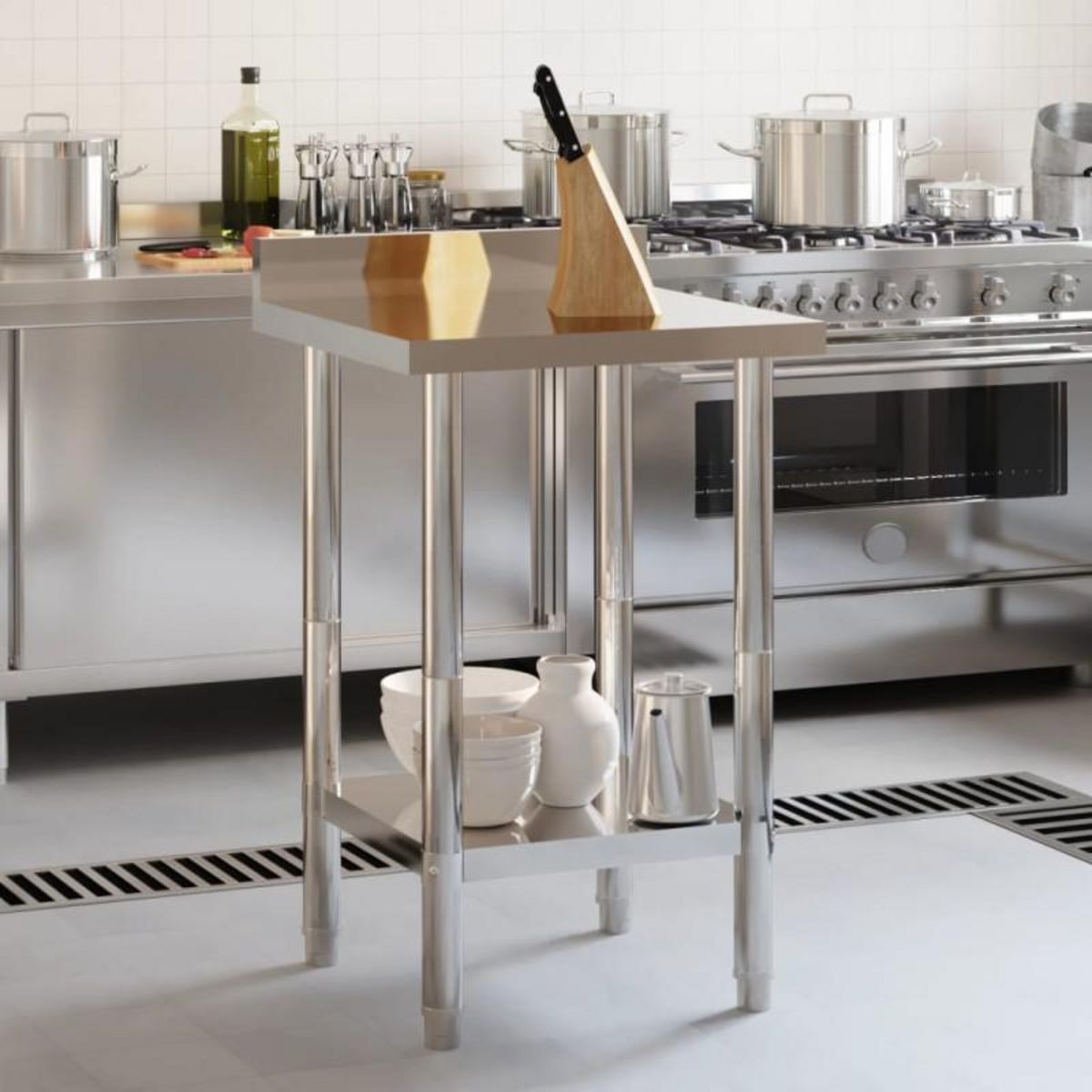 VIDAXL Table de travail de cuisine avec dosseret 55x55x93 cm inox