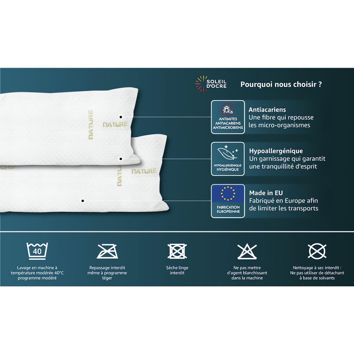 SOLEIL D'OCRE Traversin mémoire de forme par Soleil d'ocre