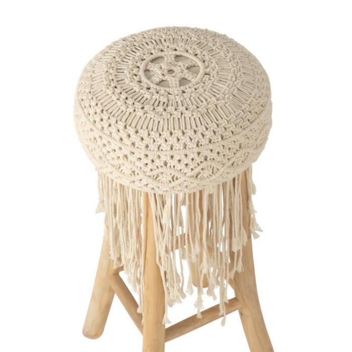 Paris Prix Tabouret de Bar Macramé  Pure Nature  85cm Naturel
