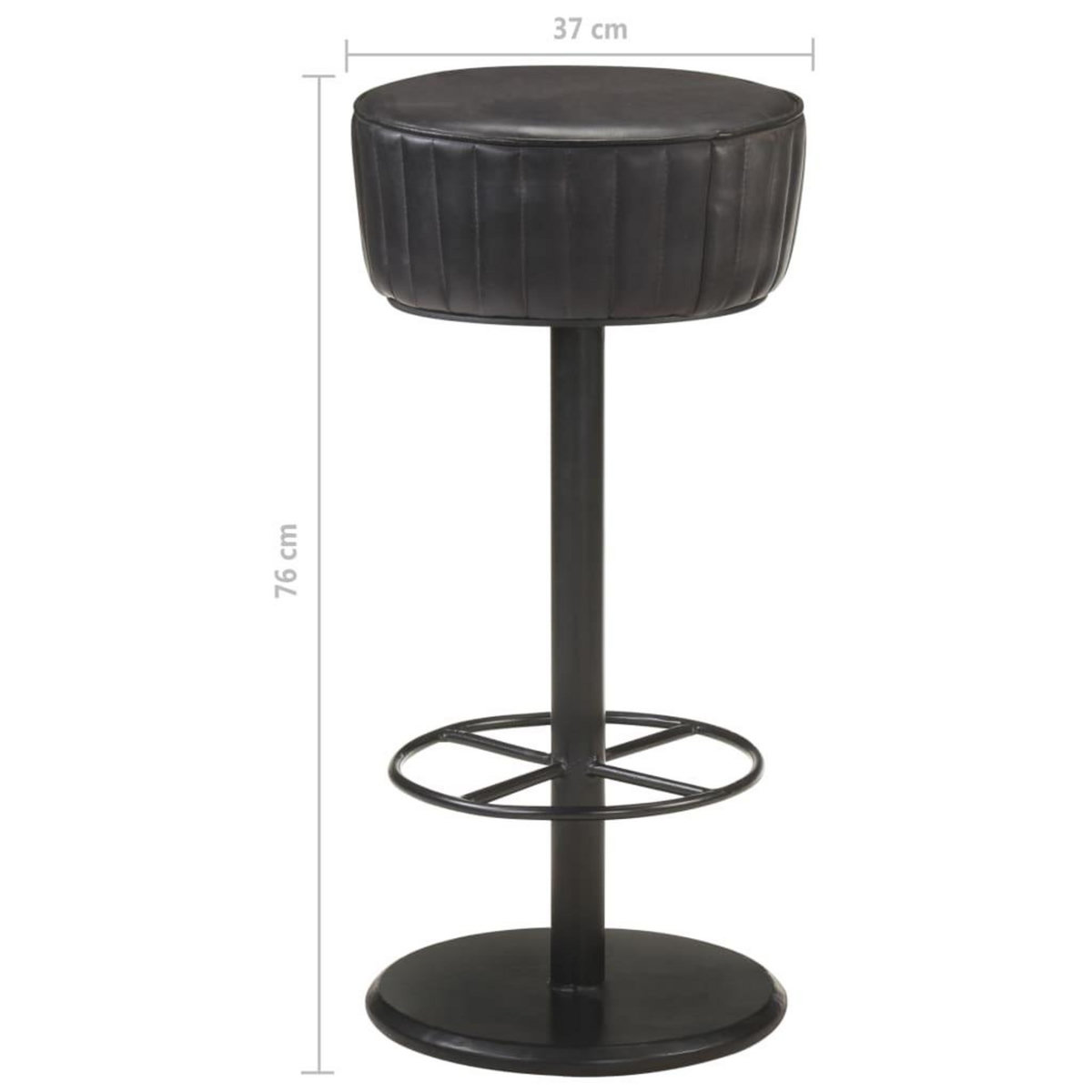VIDAXL Tabouret de bar Noir Cuir veritable