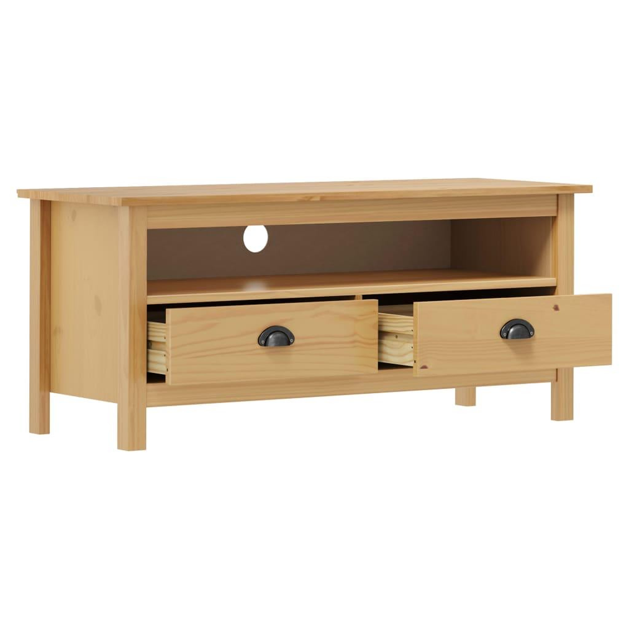 Voir la diapositive 3 : VIDAXL Meuble TV Hill Range Marron miel 110x40x47cm Bois de pin solide