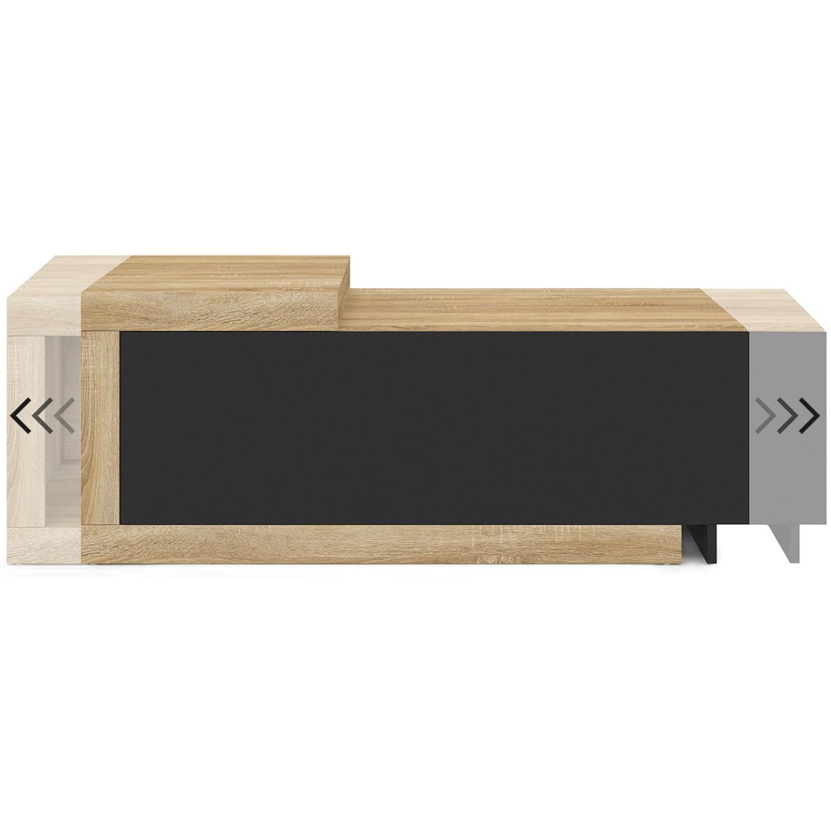 ID MARKET Table basse extensible rectangulaire RAPHAEL 100-130 cm 1 porte bois et noir