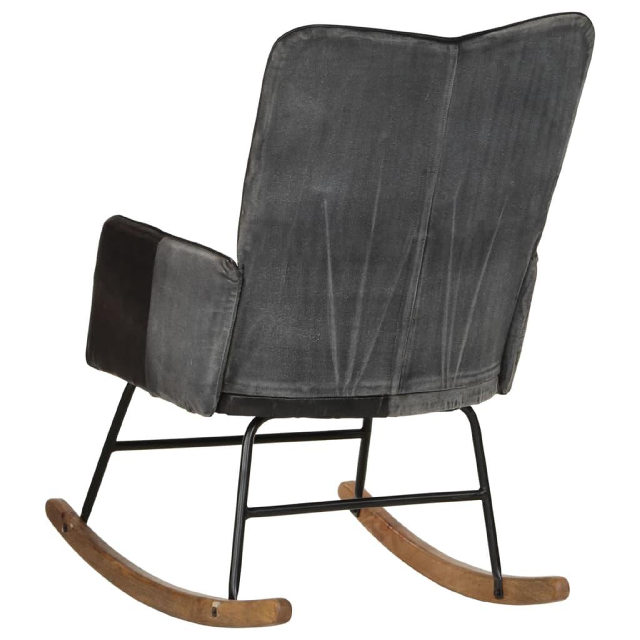 Voir la diapositive 4 : VIDAXL Chaise a bascule Noir Cuir veritable et toile