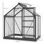Voir la diapositive 3 : OUTSUNNY Serre de jardin aluminium polycarbonate 2,51 m² dim. 1,9L x 1,32l x 2,01H m lucarne, porte coulissante + fondation incluse alu. gris polycarbonate transparent