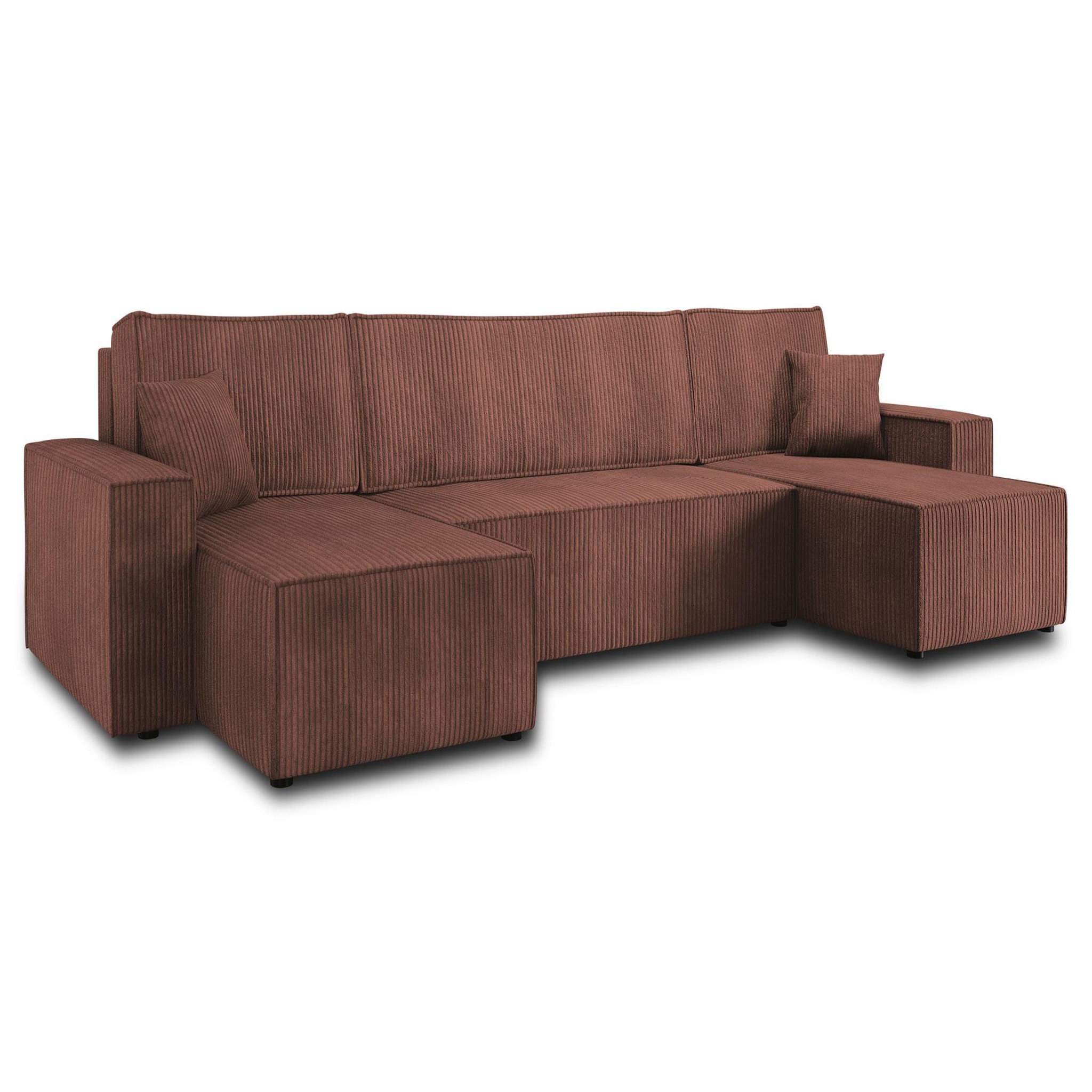 Voir la diapositive 5 : BEST MOBILIER Cezanne - canapé panoramique en u - 7 places - convertible avec coffre - en velours côtelé