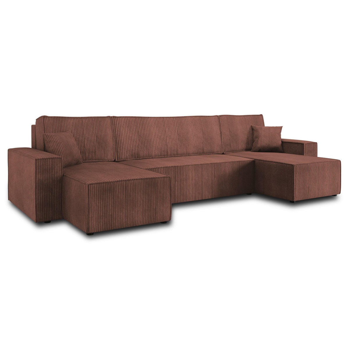 BEST MOBILIER Cezanne - canapé panoramique en u - 7 places - convertible avec coffre - en velours côtelé