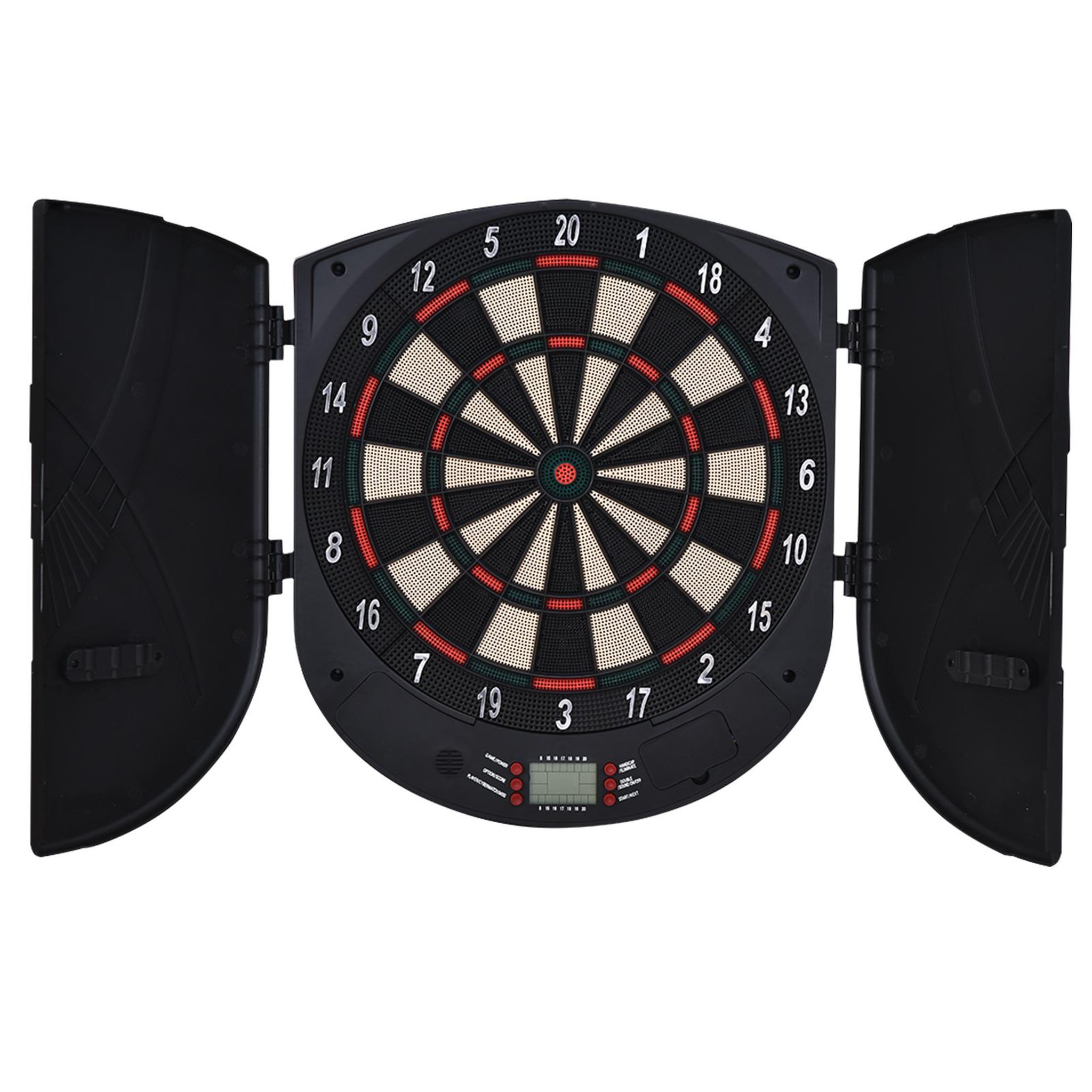 HOMCOM Cible jeu de fléchettes électronique refermable 26 jeux jusqu'à 8 joueurs affichage LCD haut-parleur noir