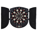 HOMCOM Cible jeu de fléchettes électronique refermable 26 jeux jusqu'à 8 joueurs affichage LCD haut-parleur noir