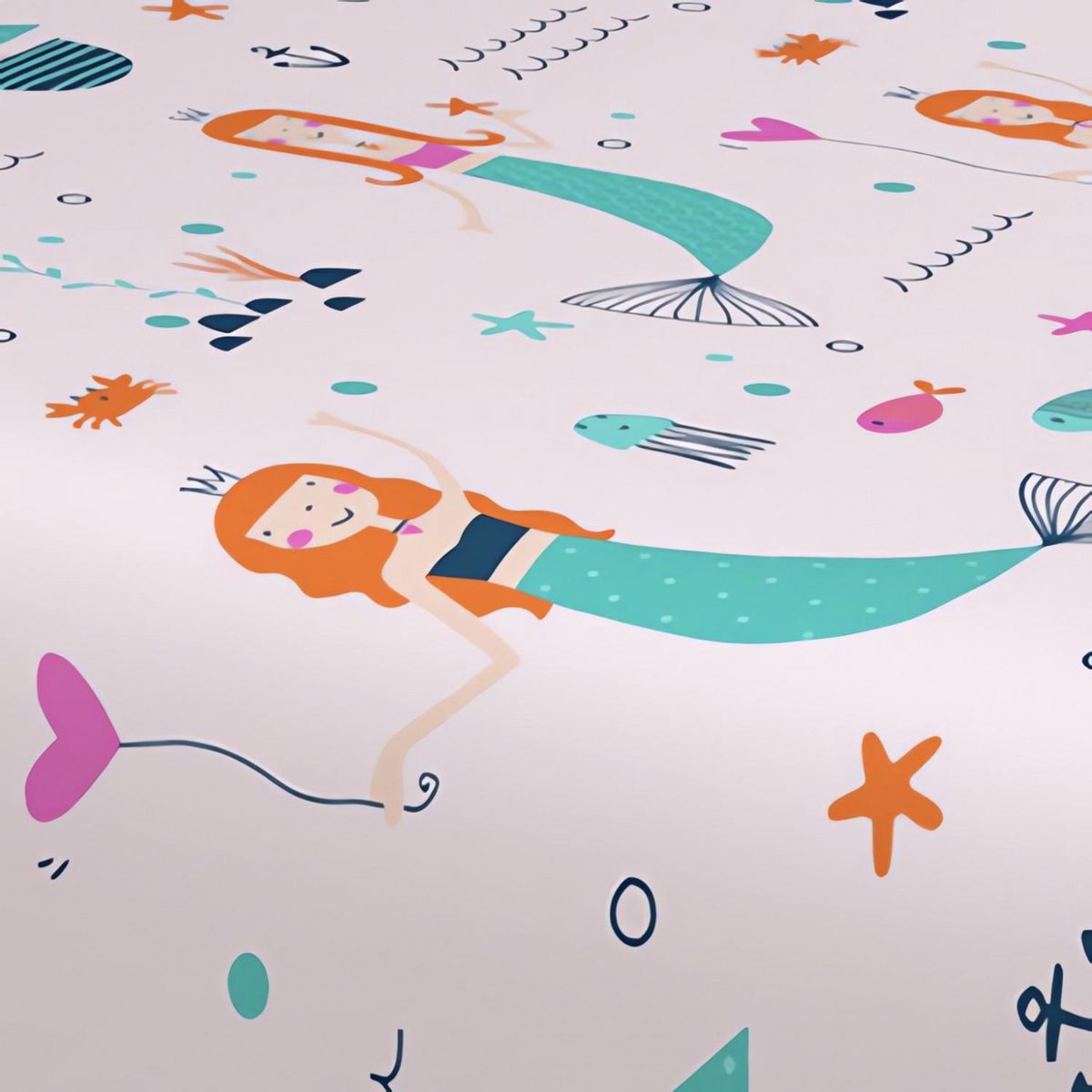 SOLEIL D'OCRE Parure de draps 180x290 cm SIRENES, 100% coton 57 fils/cm2, par Soleil d'Ocre