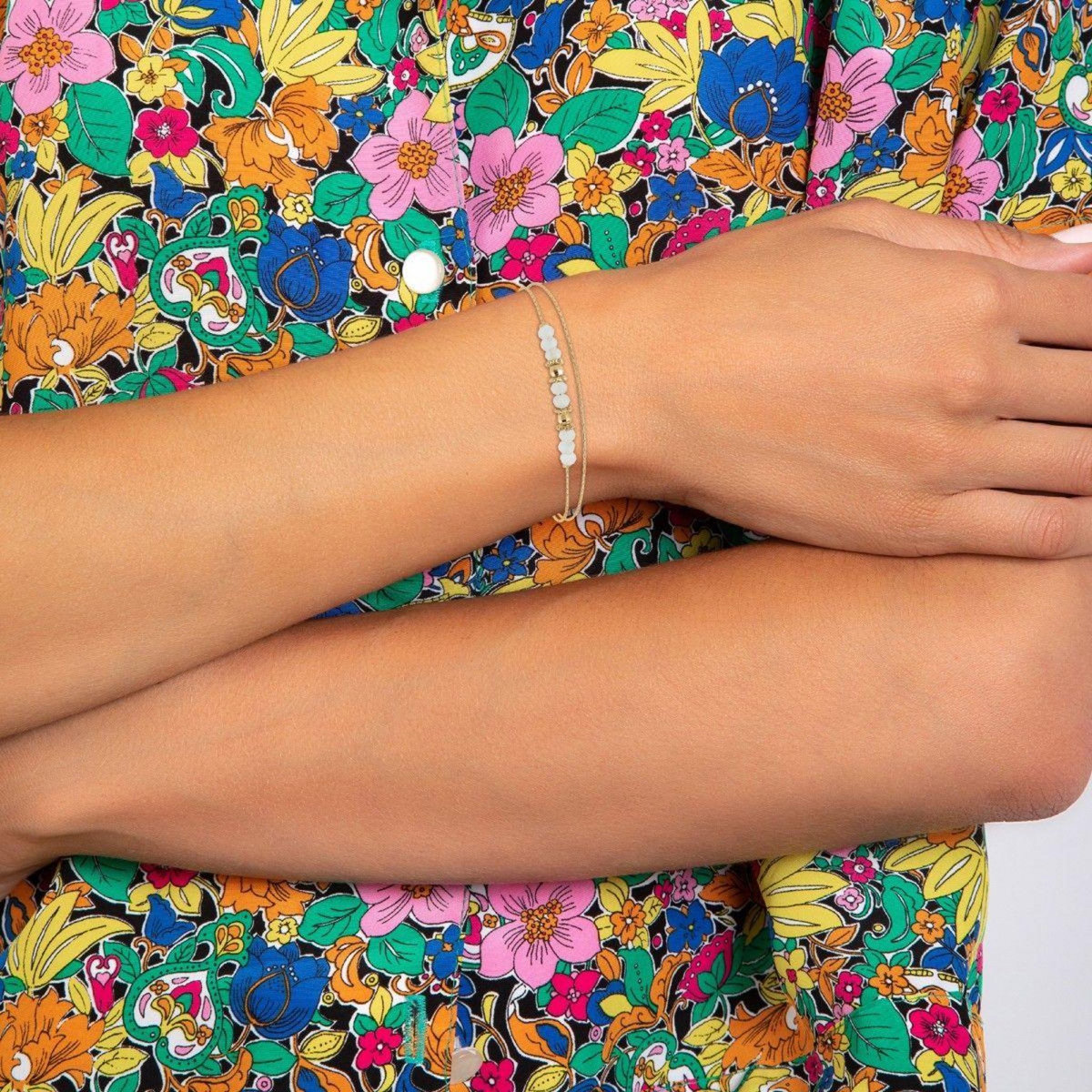 SC BOHEME Bracelet double tour par SC Bohème orné de pierres de lune blanche