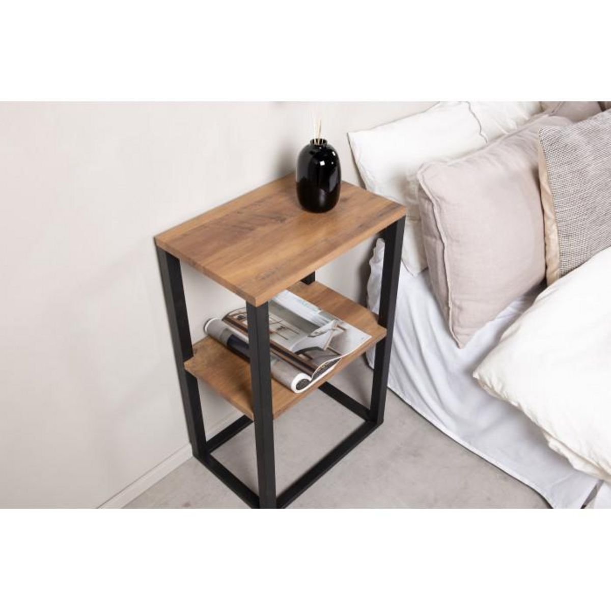 Paris Prix Table de Chevet Double  Rise  70cm Naturel & Noir