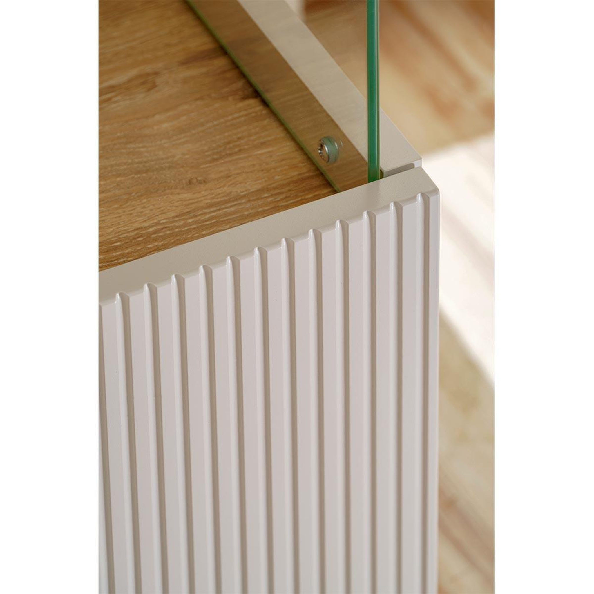Voir la diapositive 3 : Paris Prix Meuble de rangement bas rainuré  catalina  120cm naturel