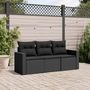 Voir la diapositive 1 : VIDAXL Salon de jardin 3 pcs avec coussins noir resine tressee