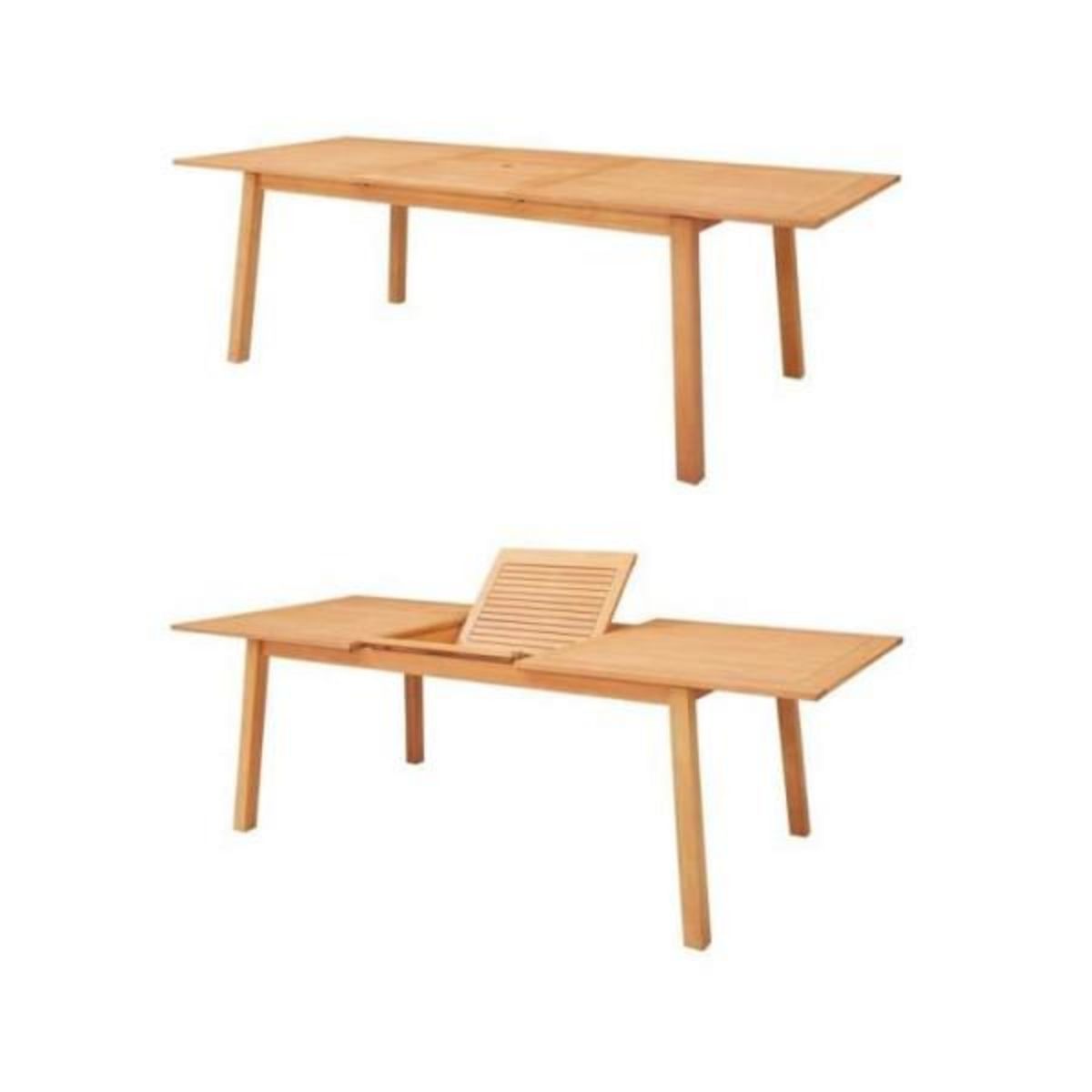 MARKET24 Ensemble repas de jardin 6 a 8 personnes - Table extensible 180/240 x 100 cm + 6 chaises assises textilene - Bois Eucalyptus FSC