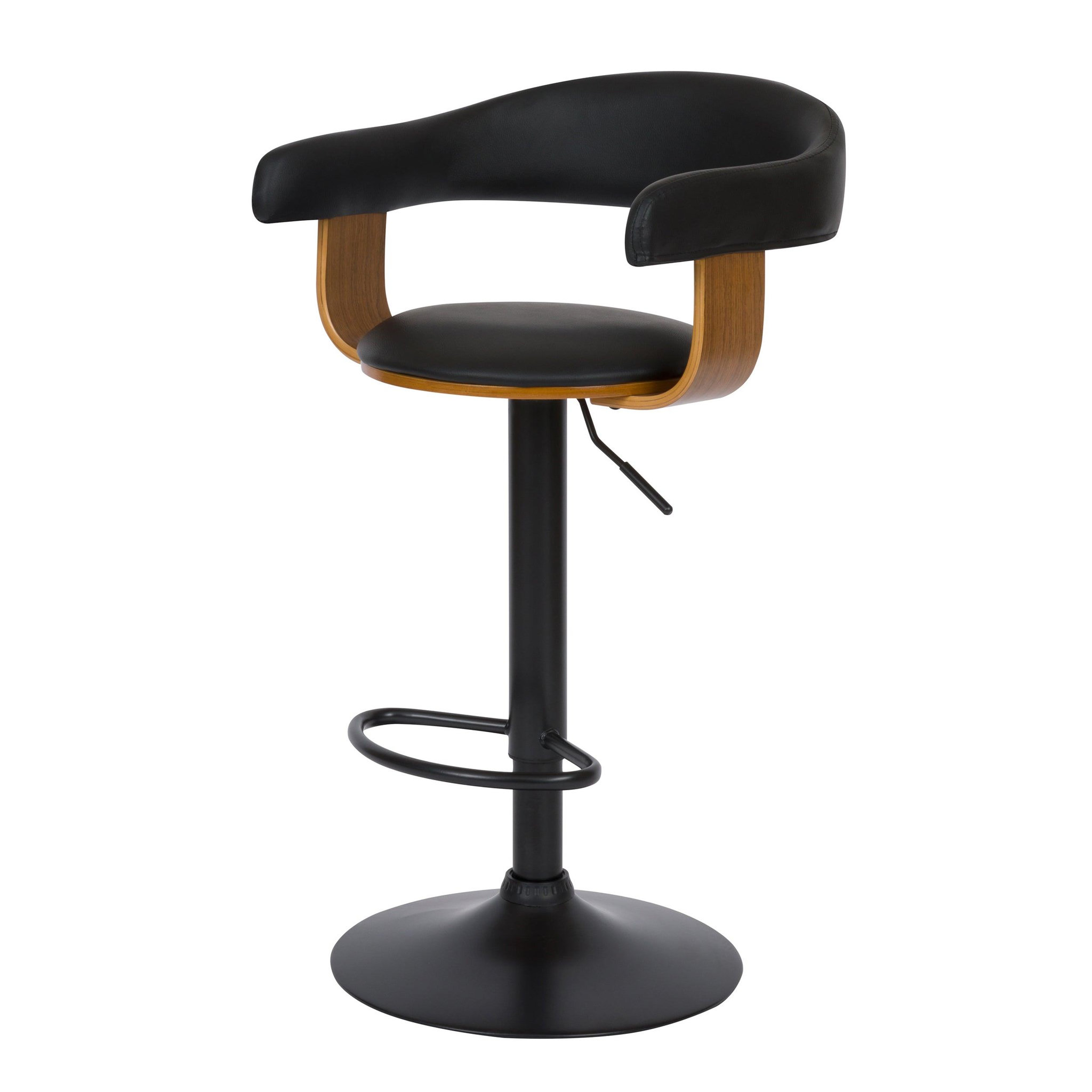 MAISON PAVANE Chaise de bar réglable 62/84 cm en cuir synthétique noir-harold