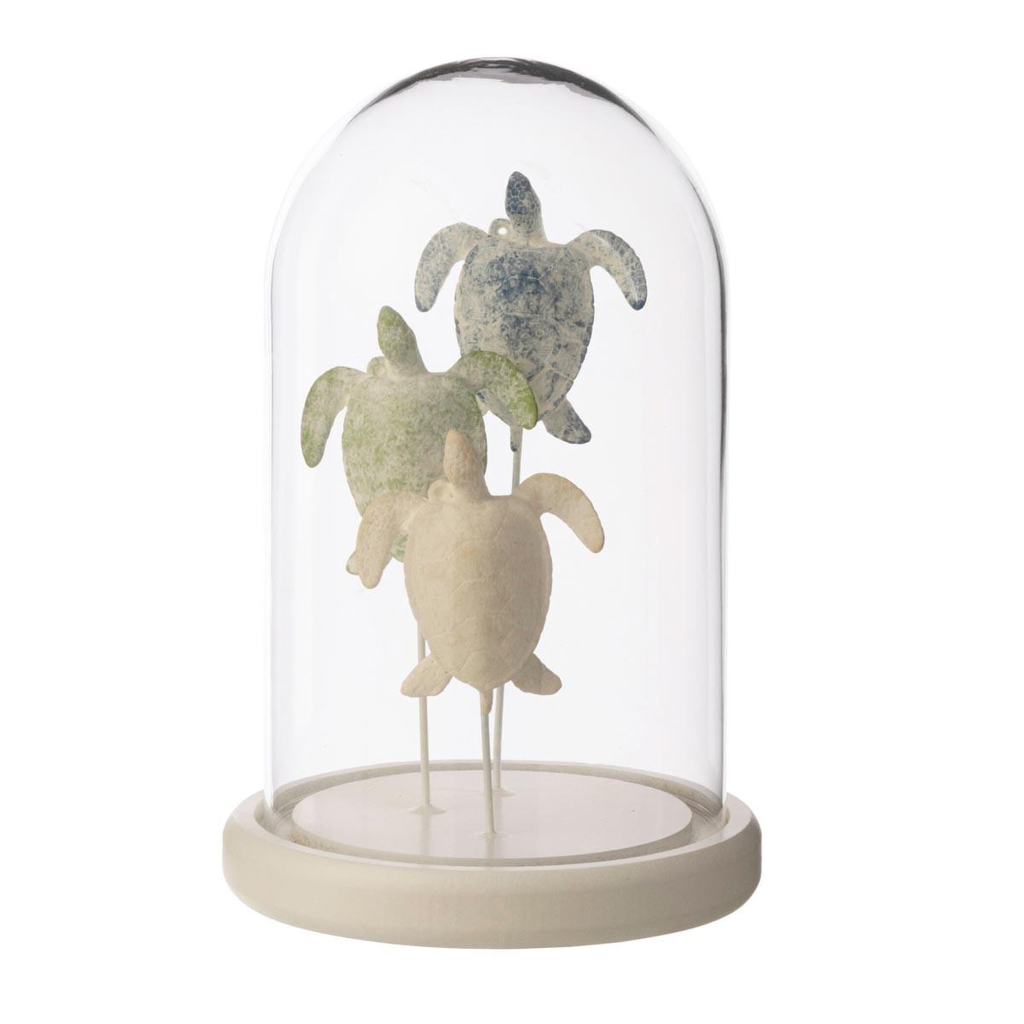 J-LINE Cloche déco en verre  turtle  22cm multicolore
