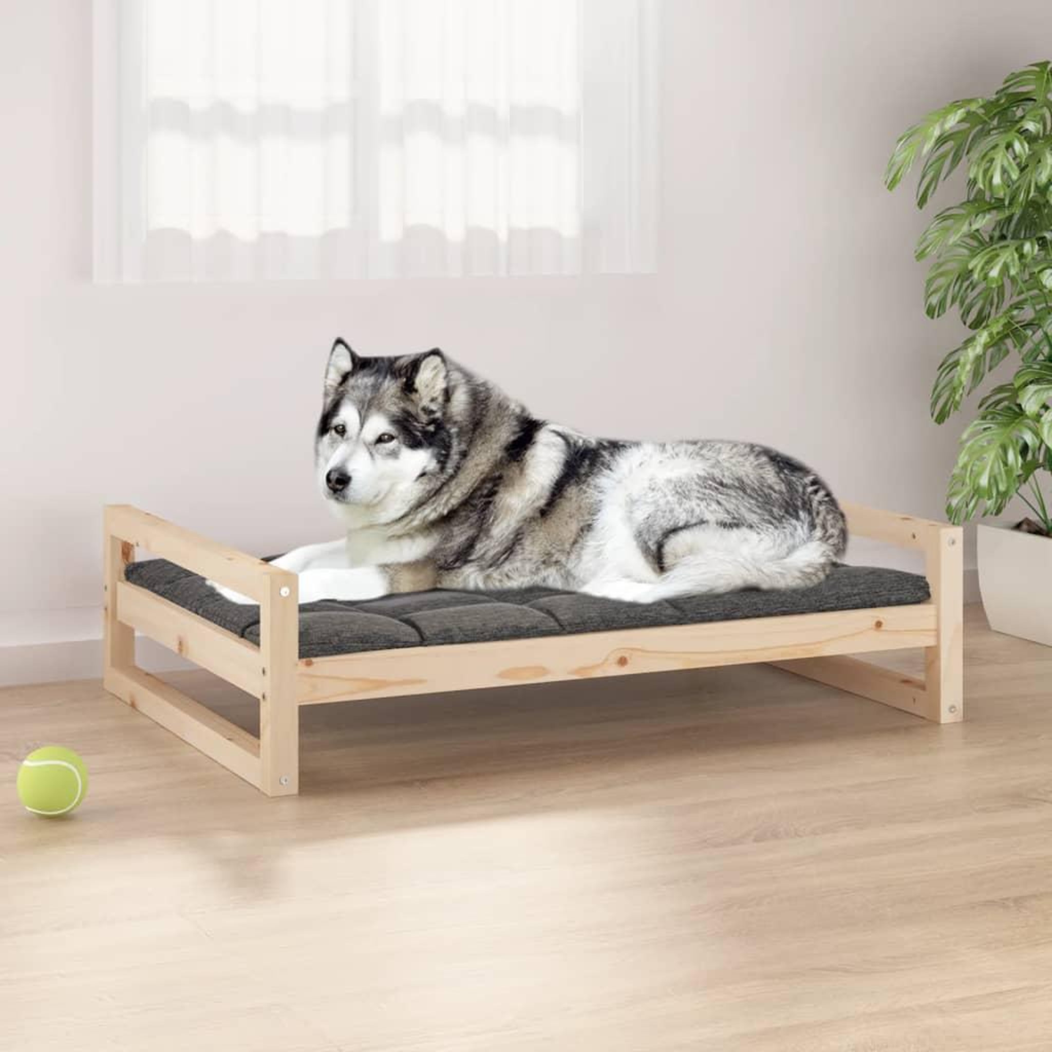 Voir la diapositive 1 : VIDAXL Lit pour chien 105,5x75,5x28 cm Bois de pin solide