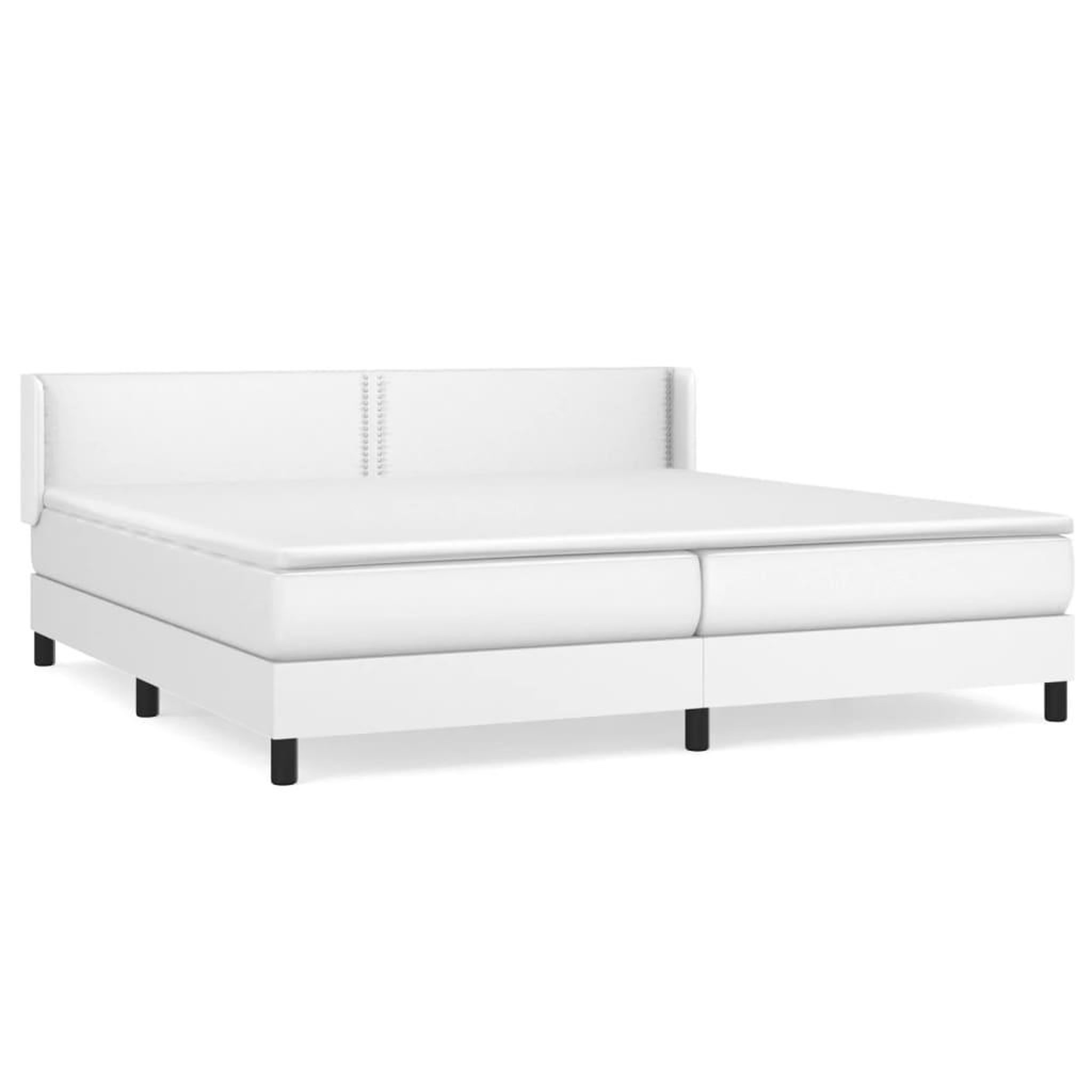 Voir la diapositive 2 : VIDAXL Sommier a lattes de lit avec matelas Blanc 200x200cm Similicuir