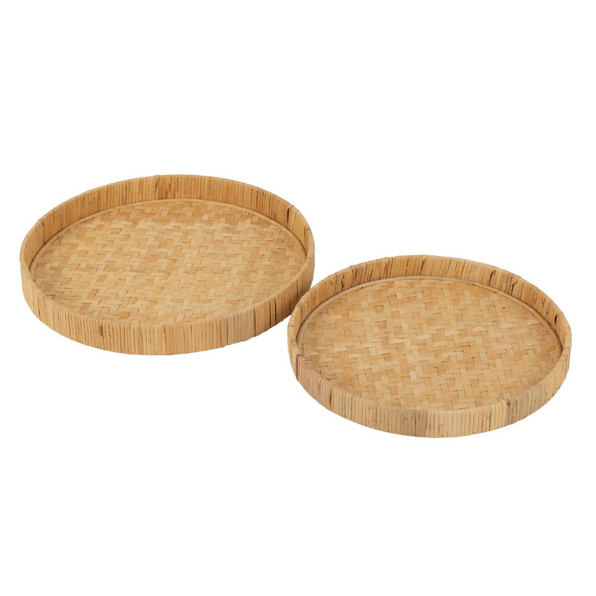 J-LINE Lot de 2 plateaux en bambou  refugio  45cm naturel