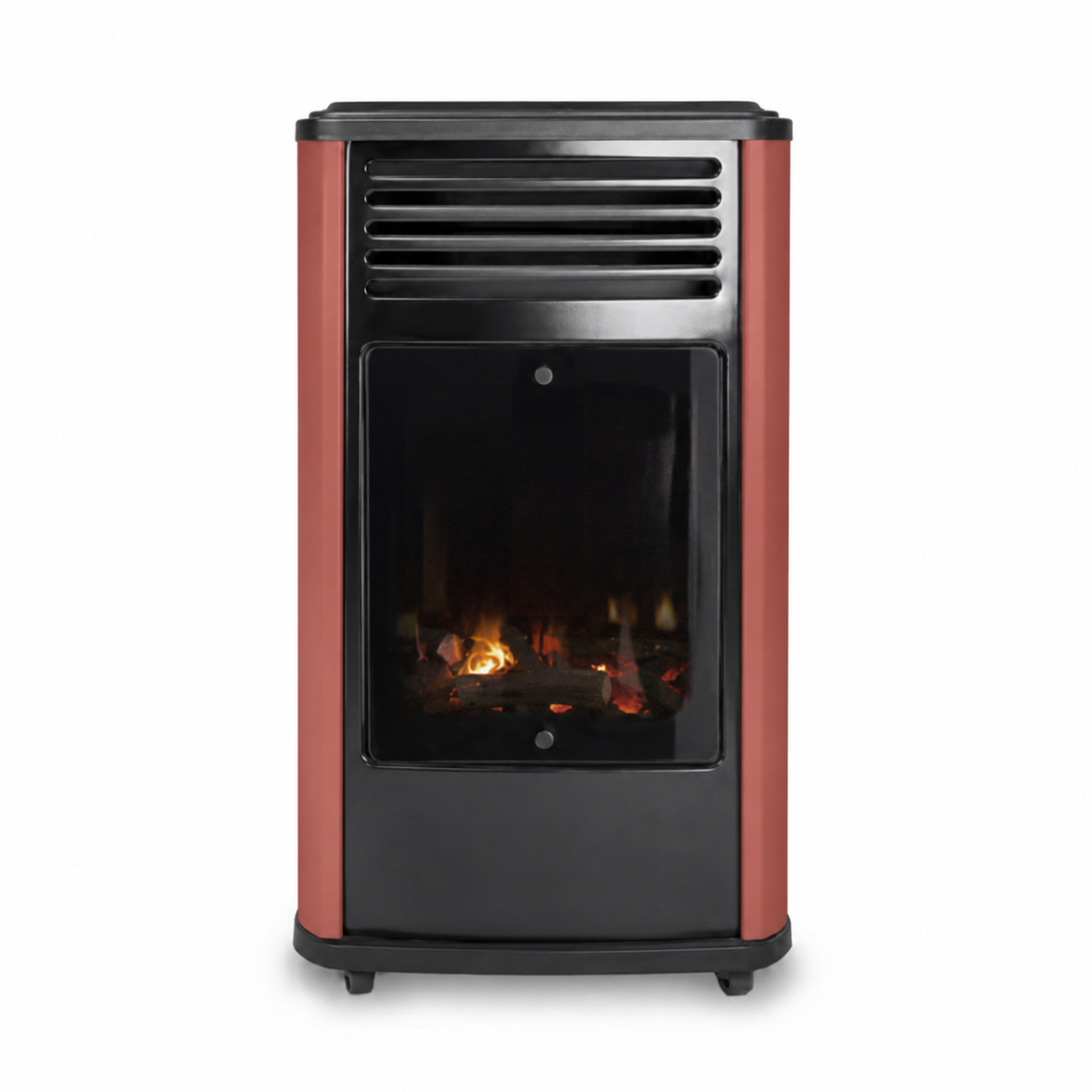 SAHARA Poêle à gaz 3,4kw rouge - chauffage d'appoint effet feu de bois manhattan sahara