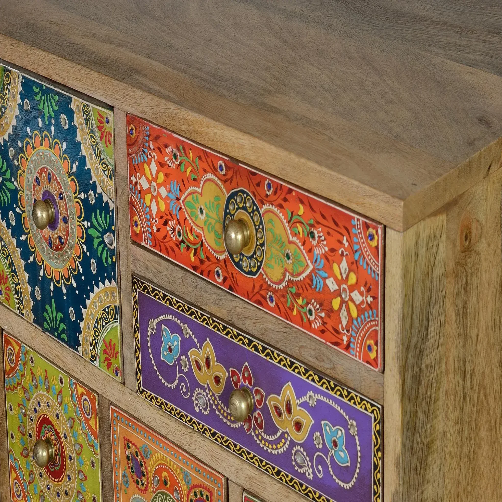 Voir la diapositive 3 : GINER Y COLOMER SL Meuble d'appoint en bois de manguier 52 cm style ethnique bojho