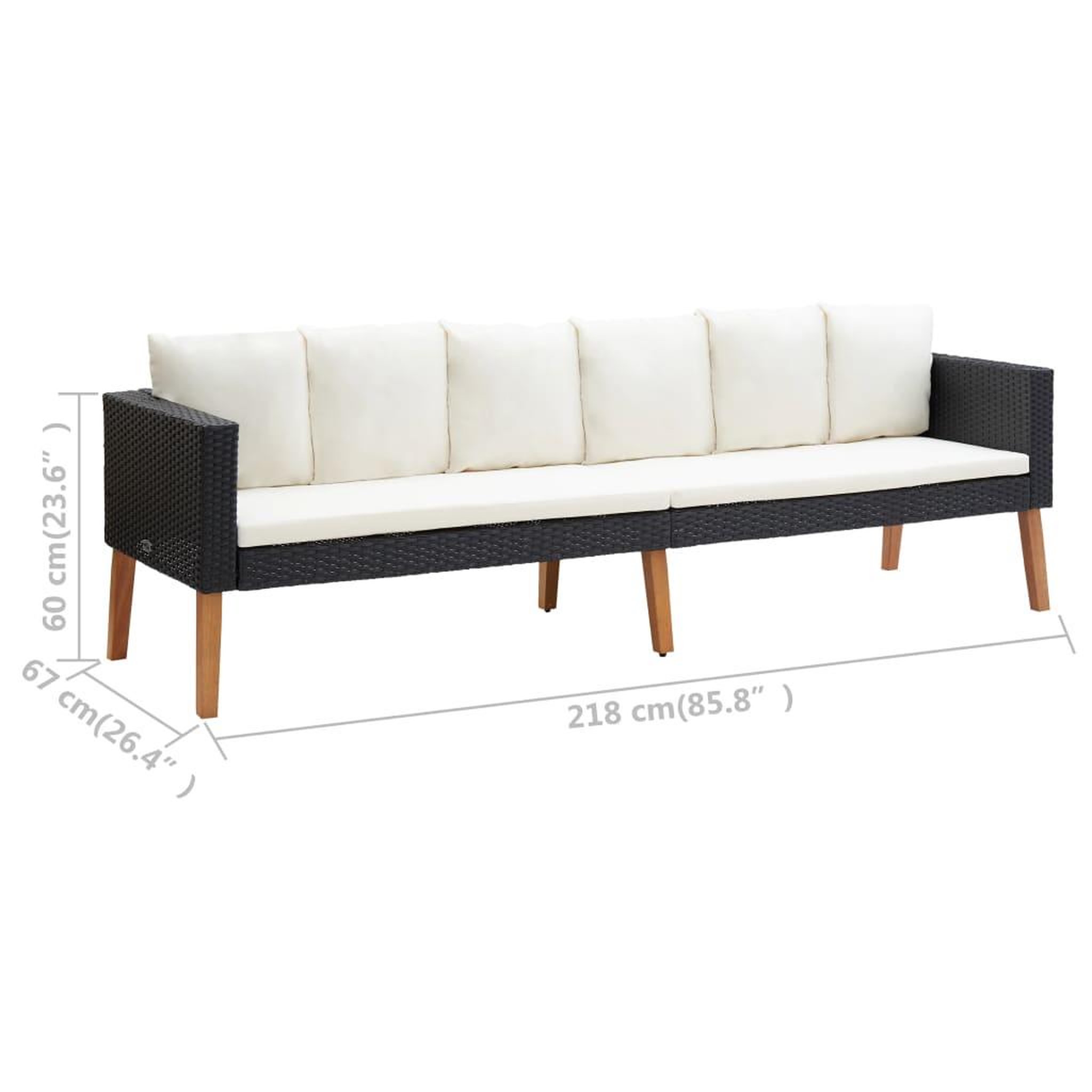 Voir la diapositive 6 : VIDAXL Salon de jardin 3 pcs avec coussins Resine tressee Noir
