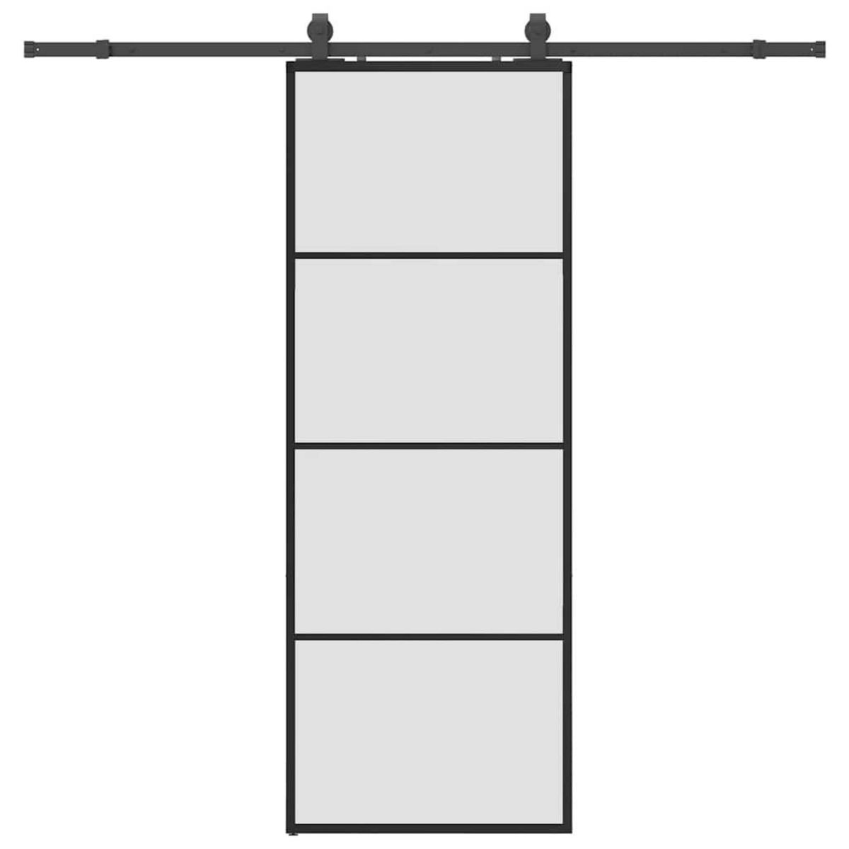 VIDAXL Porte coulissante kit de quincaillerie noir 76x205 cm verre ESG