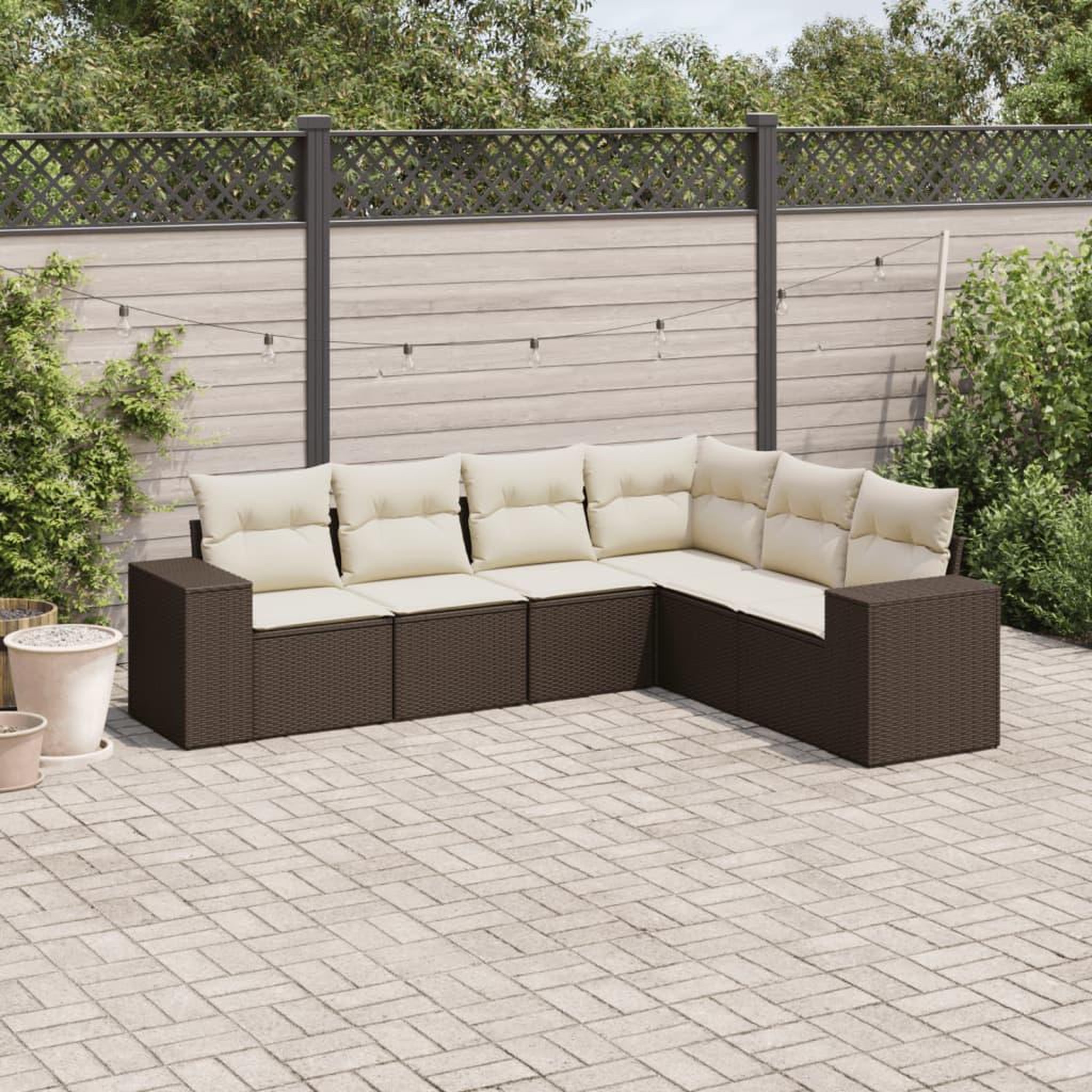 VIDAXL Salon de jardin avec coussins 6 pcs marron resine tressee