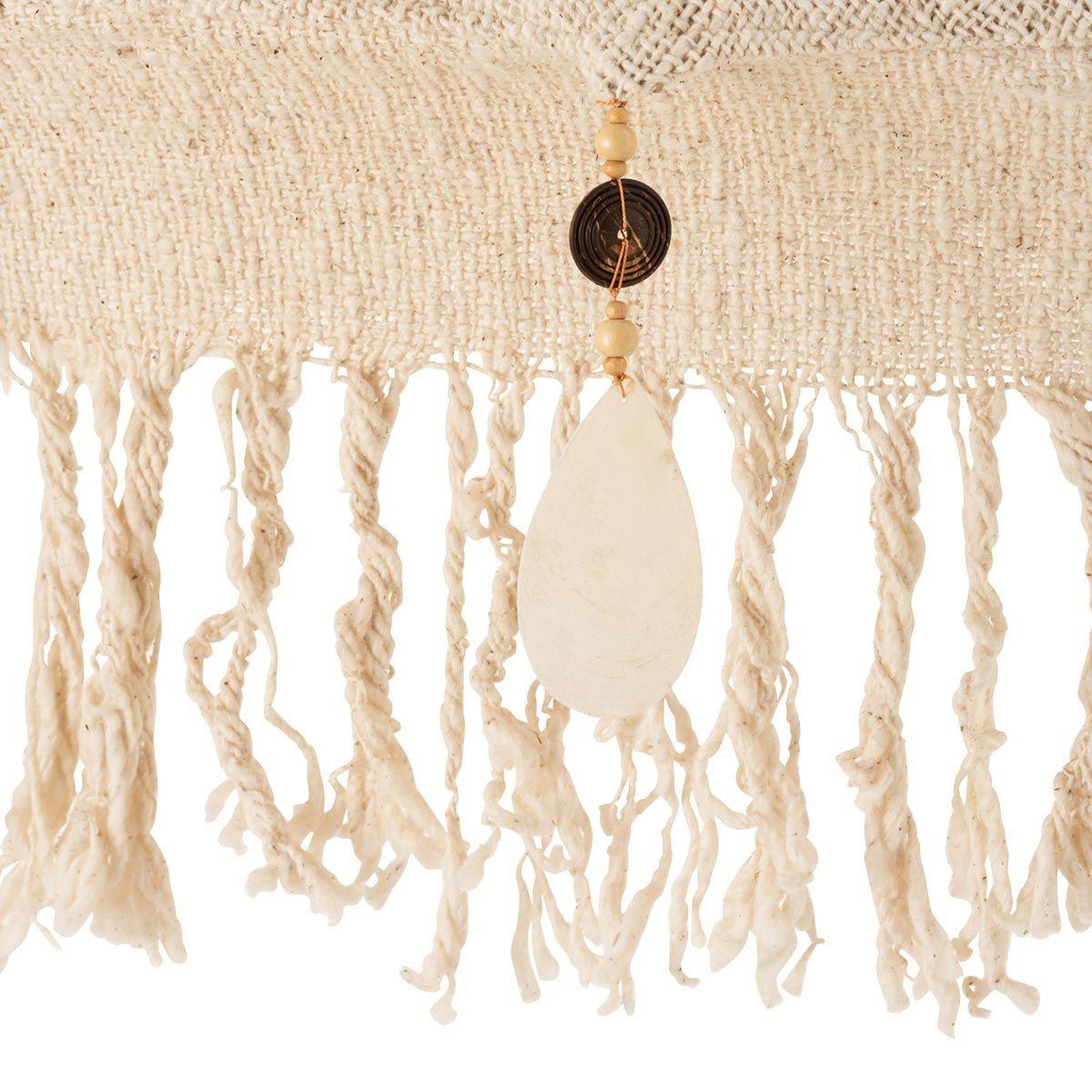 Voir la diapositive 5 : J-LINE Parasol Déco  Pompons & Coquillages  188cm Beige