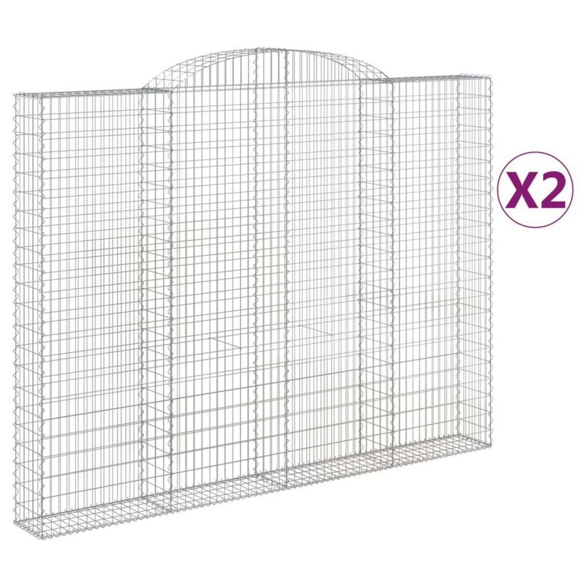 VIDAXL Paniers a gabions arques 2 pcs 300x30x220/240 cm fer galvanise